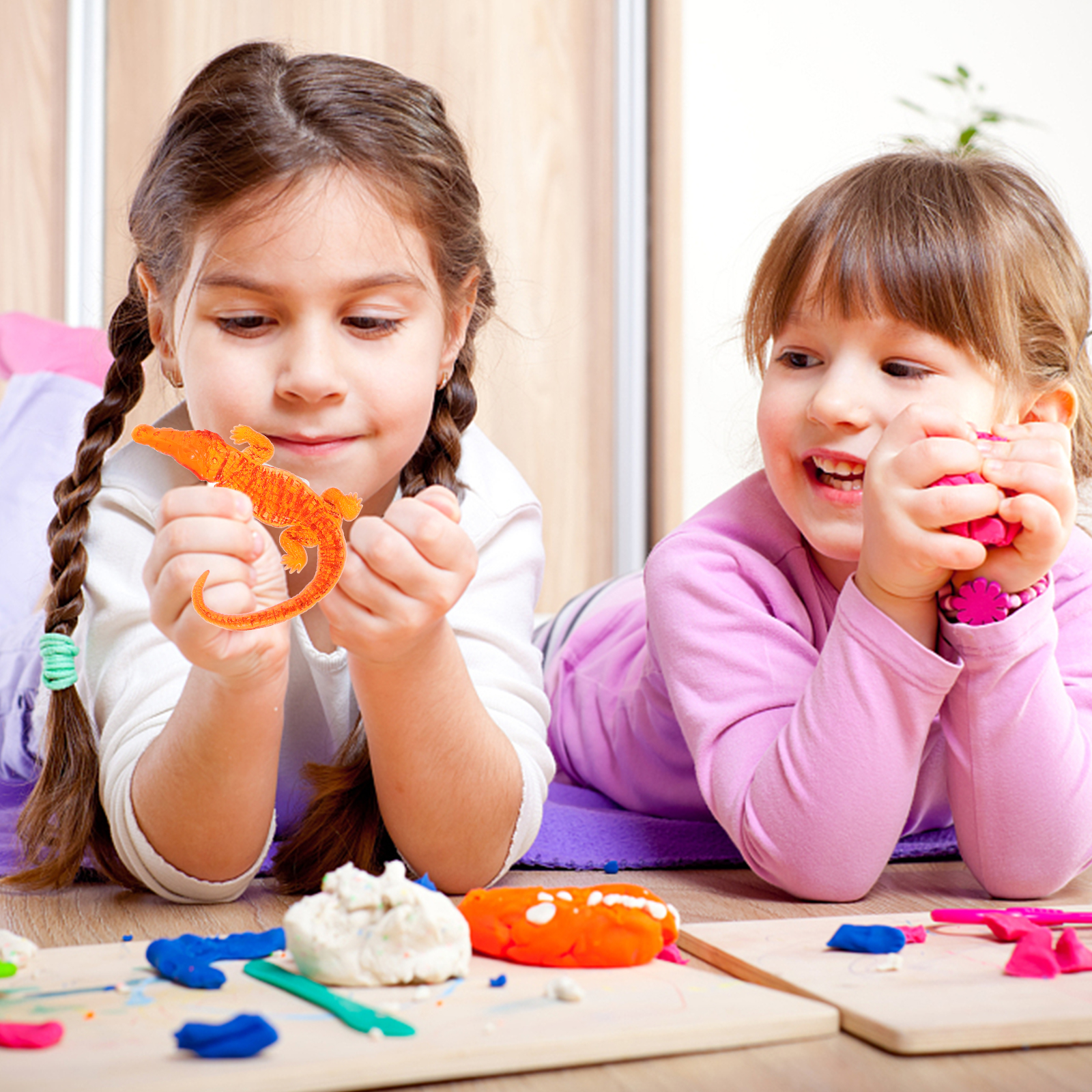 Vent Lizard 4 Pcs Rubber Stretchy Children’s Toys Lizards Kids Playset Childrens Reptile Figurine Tpr