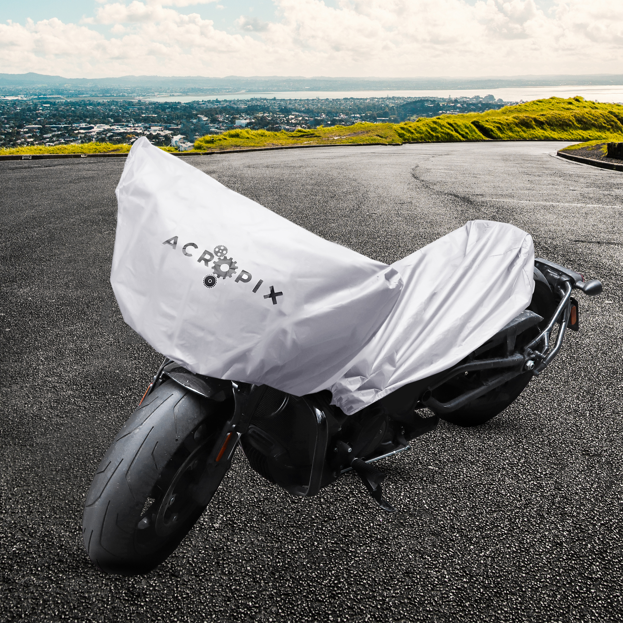 Unique Bargains M Size Universal Half Cover Motorcycle Cover Silver Tone