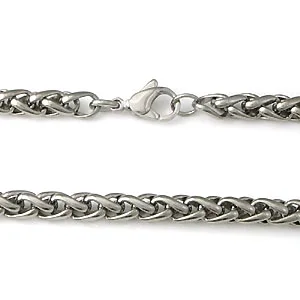 Titanium Kay Titanium 7MM Wheat Chain Link Matte Finish Men's Gray Color Necklace 18