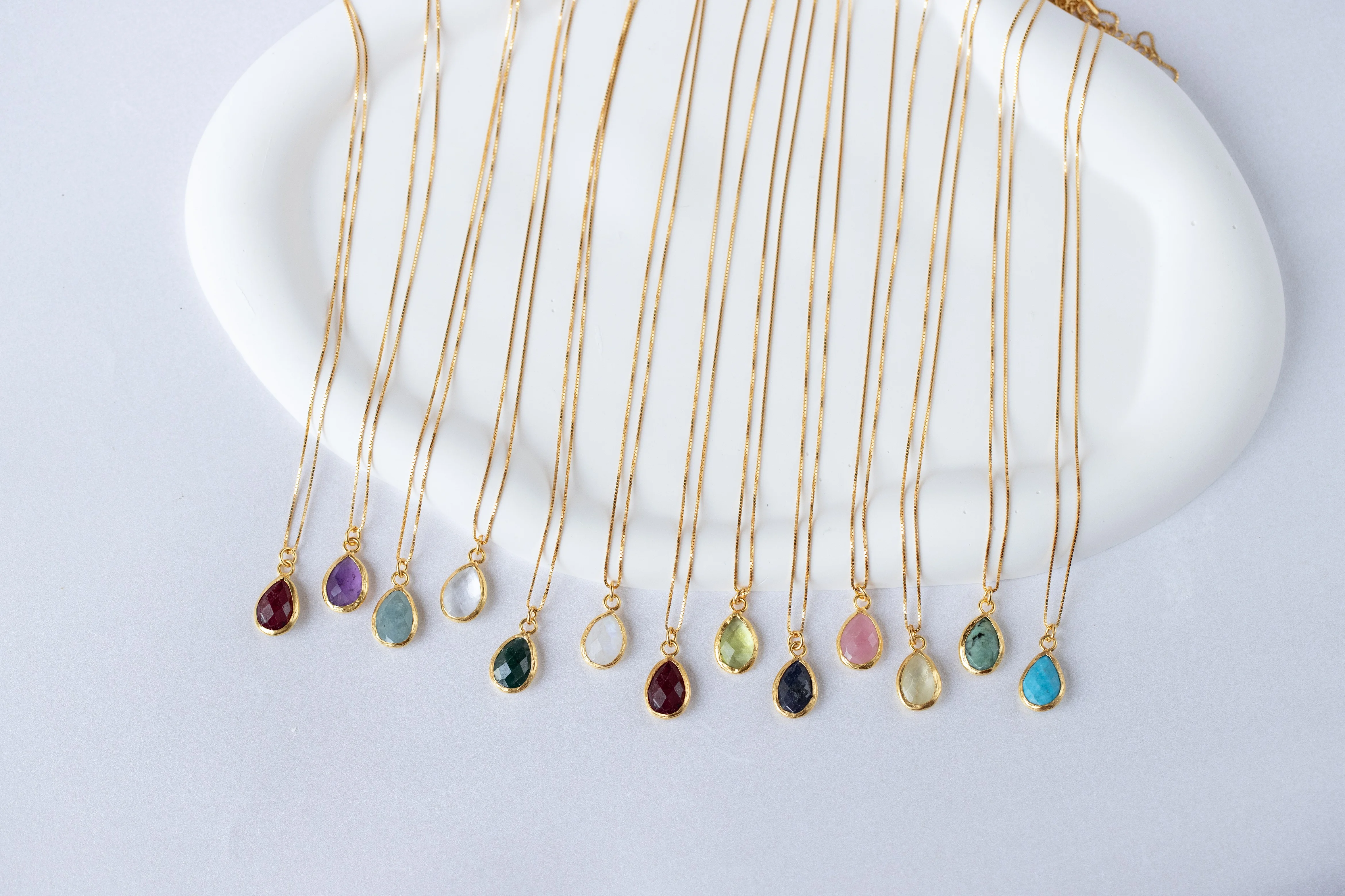 Simple Gemstone Necklace, March Birthstone Necklace, Aquamarine Necklace, Modern Birthstone Necklace