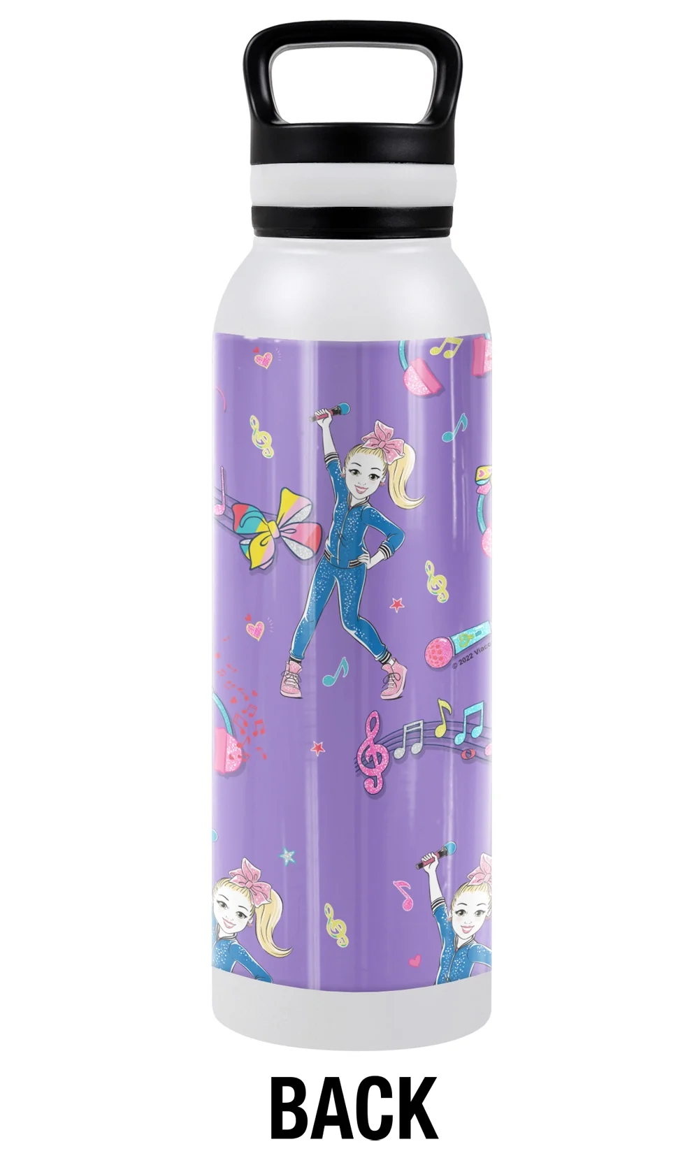 Jojo Siwa Official Feel The Music Pattern 24 oz Insulated Canteen Water Bottle, Leak Resistant, Vacuum Insulated Stainless Steel with Loop Cap