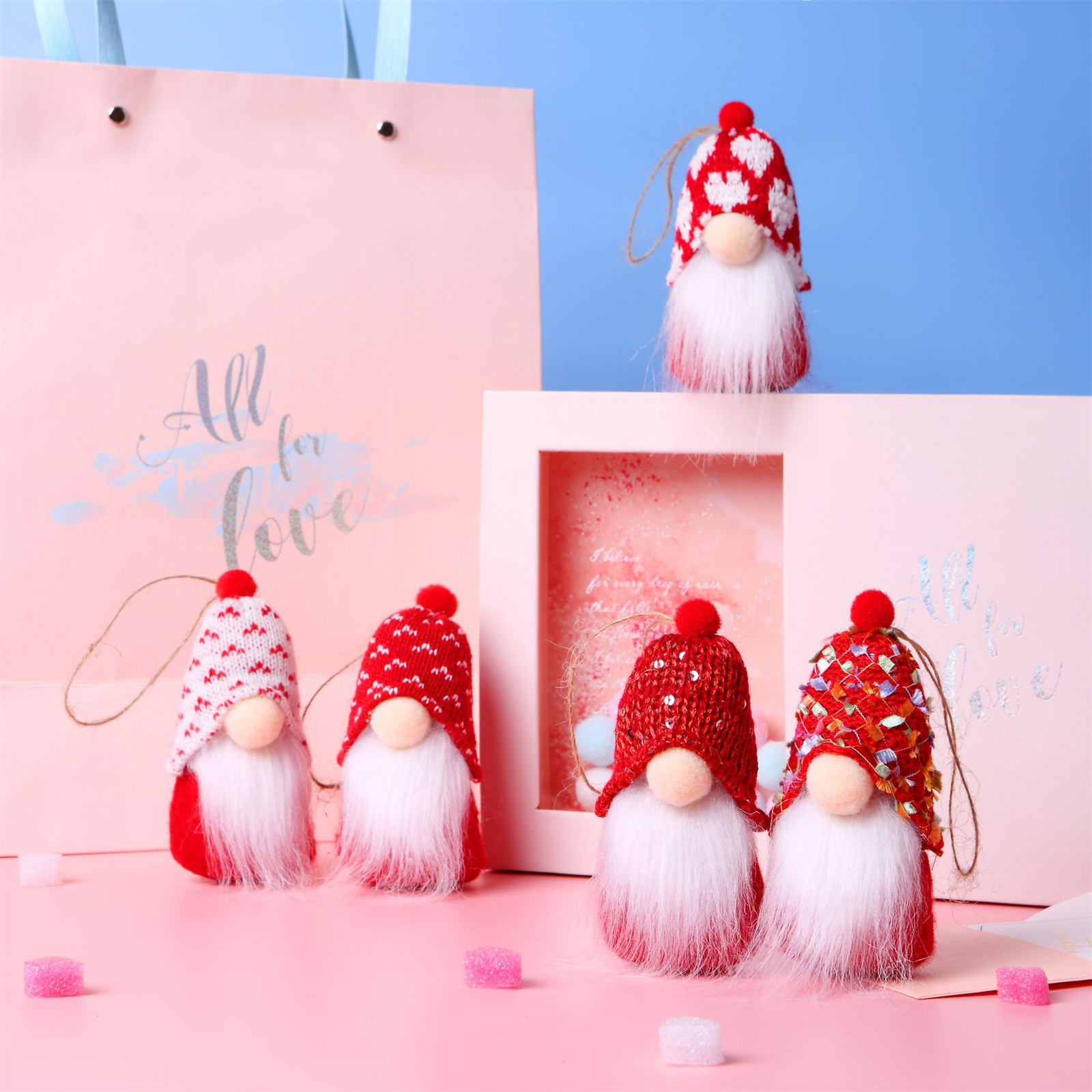 10PCS Valentine's Day Gnome Decor, Small Plush Valentine's Ornaments Valentines Day Gifts Elf Plush Doll for Home Decorations Household Ornaments