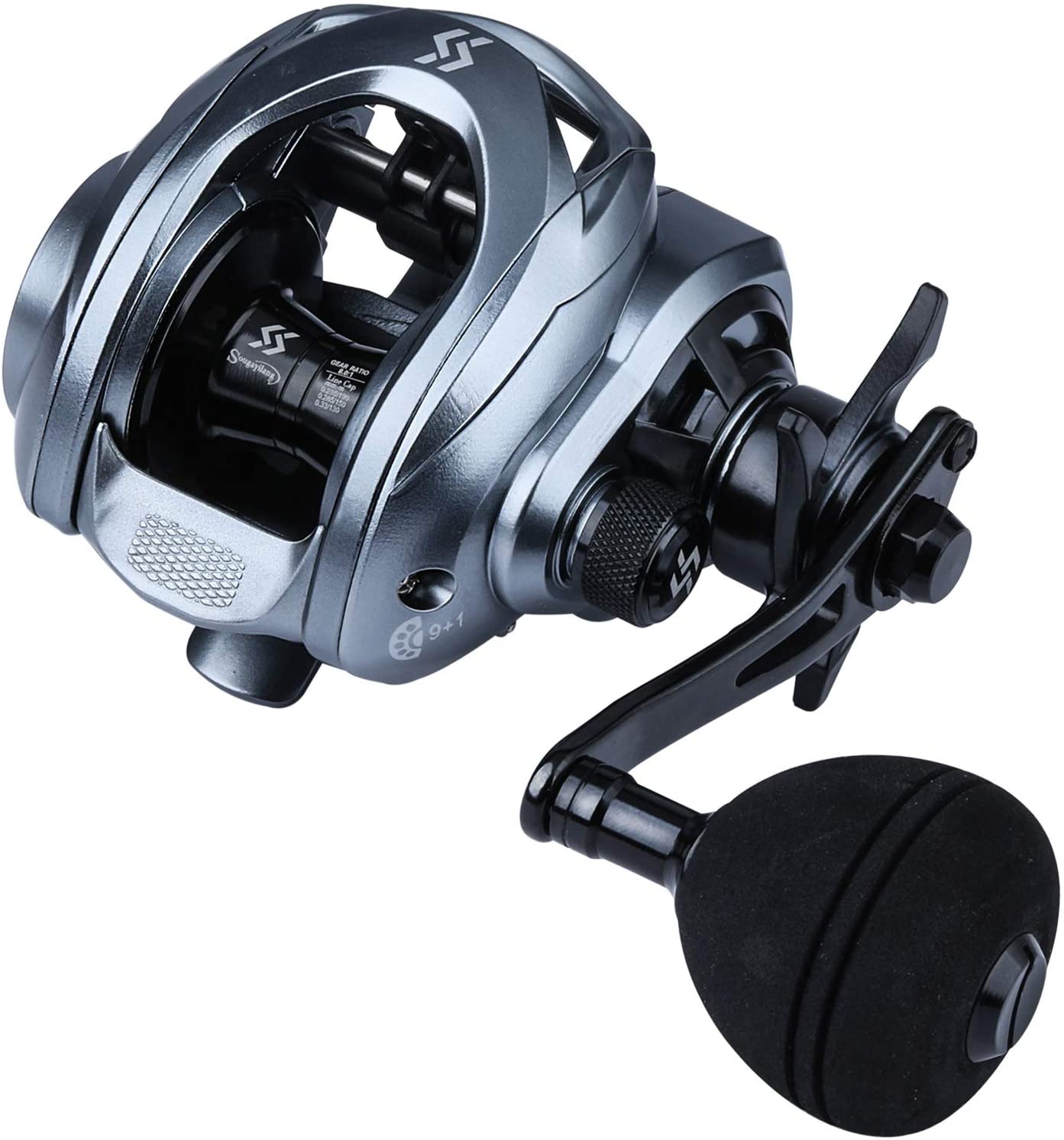 Sougayilang Baitcaster with 9+1 Ball Bearings, Gear Ratio 8.0:1 Magnetic Brake System Baitcasting Fishing Reel