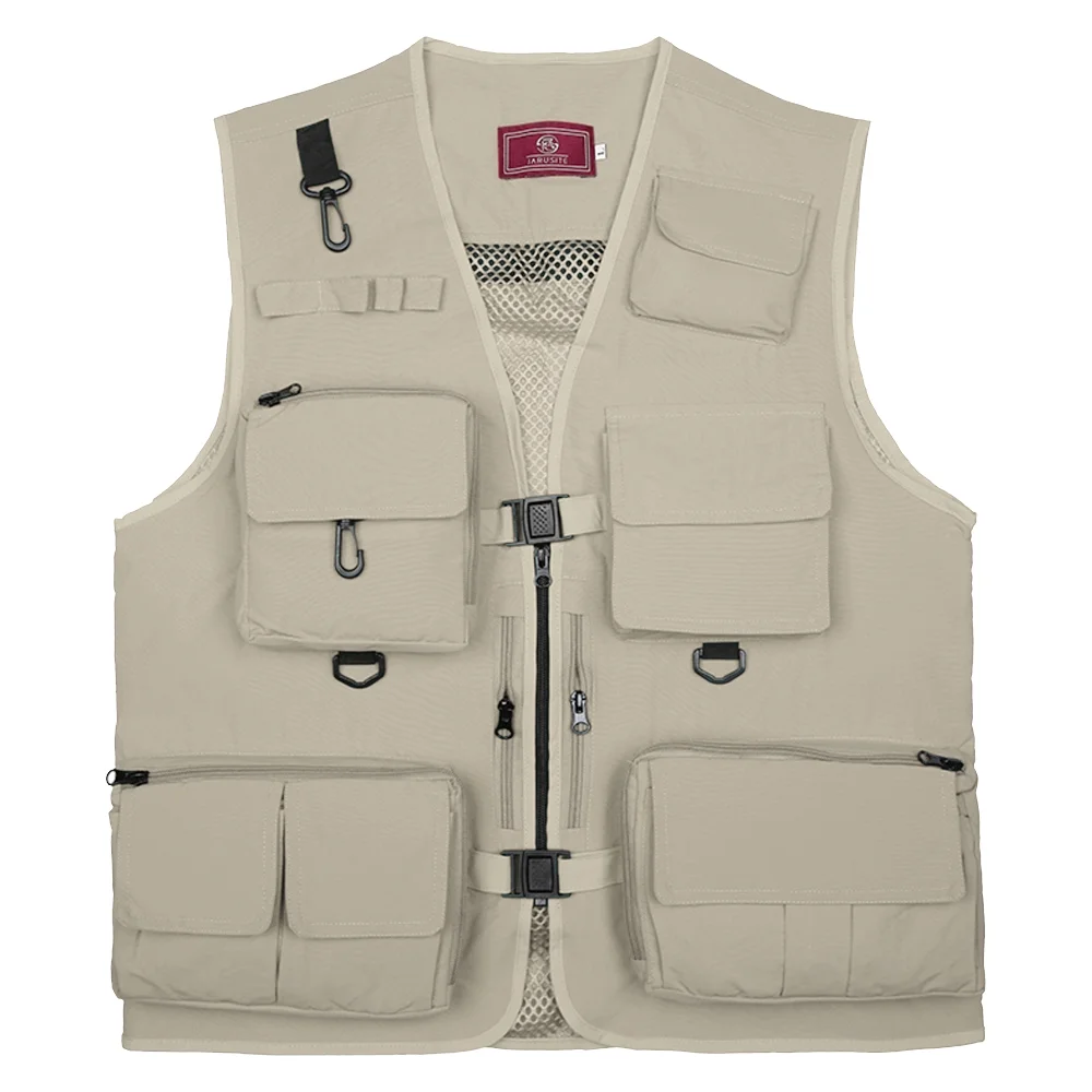 Multi Pockets Fishing Photography Vest, Khaki, Quick Dry Waistcoat