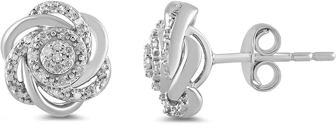 beryl_creation 925 Sterling Silver 1.00Ct Round Cut White Diamond Push Back Stud Earring For Women's &Girls 14K White Gold Plated