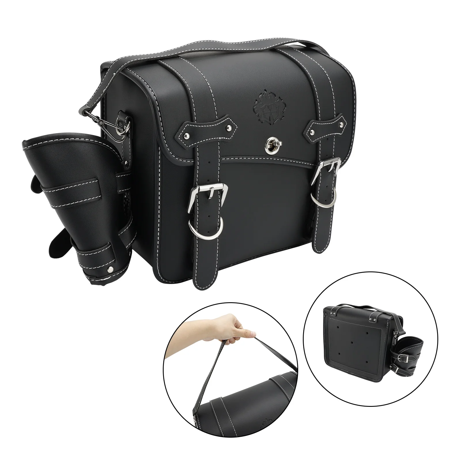 Quick Release Side Saddlebag Tool Bag Luggage Pouch Storage M-Size For Motorbike