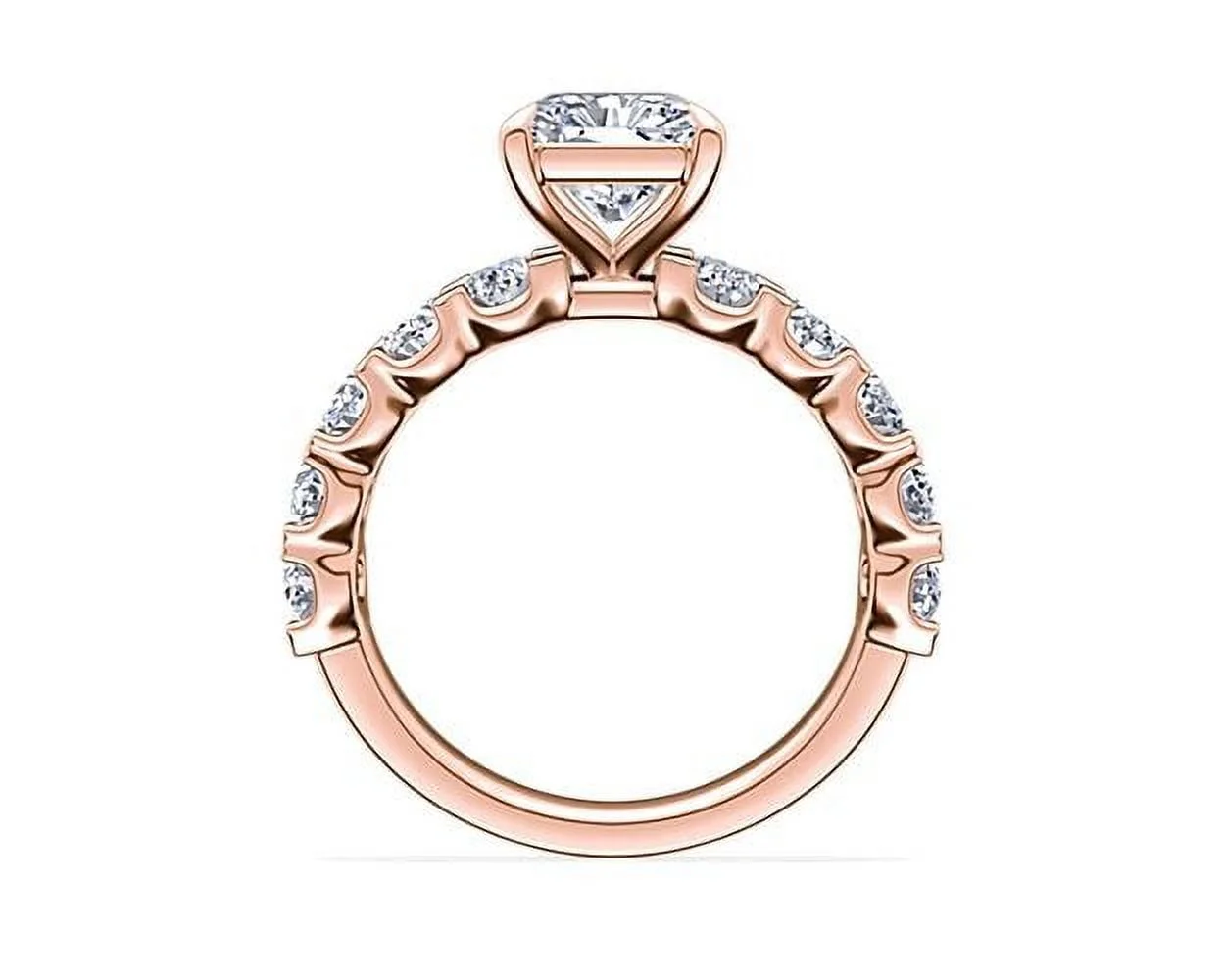 1.50 T.C.W Brilliant Radiant Cut Natural Diamond Wonderful Solitiare with Accents Engagement Ring for Women Solid 14K Rose Gold Size 3