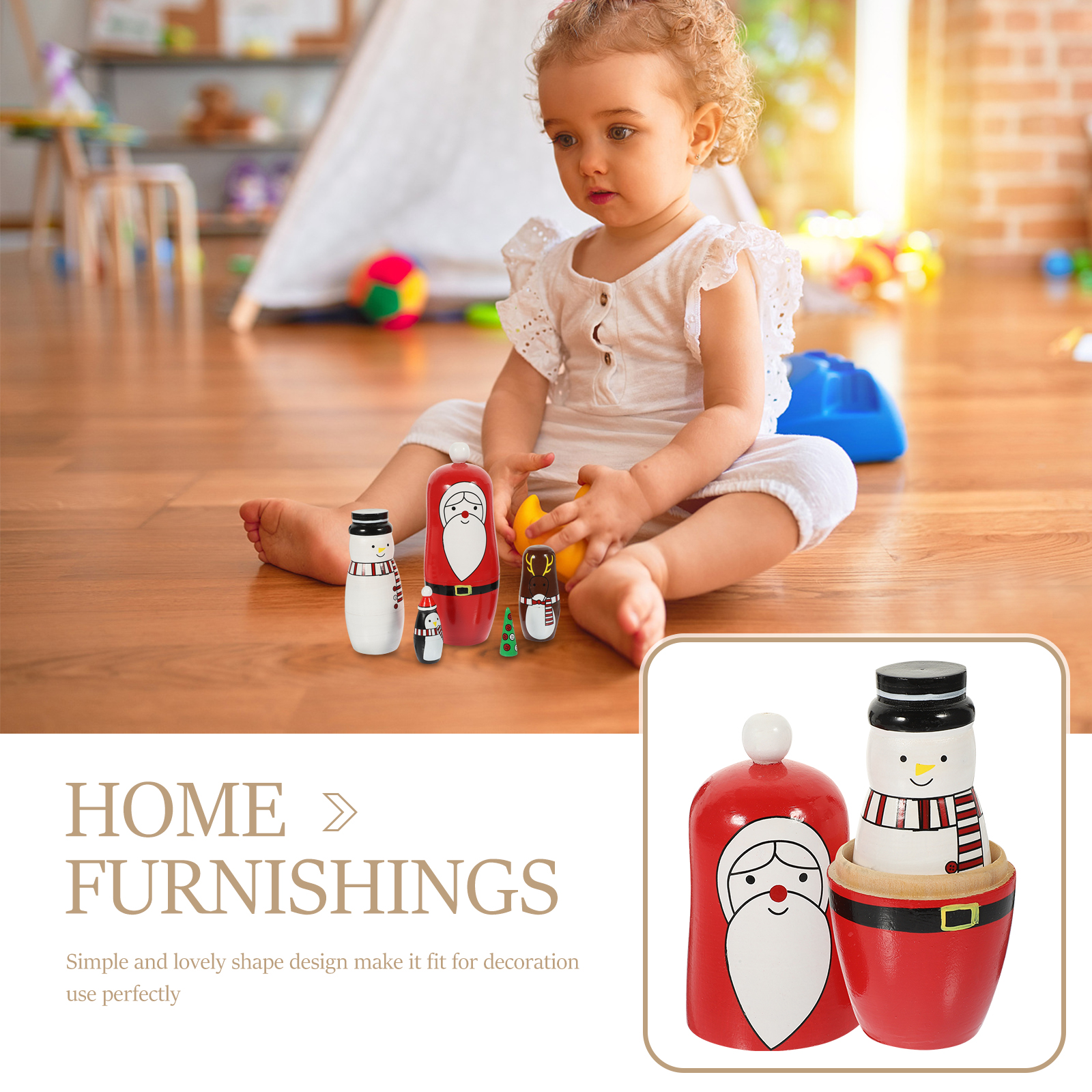 2 Sets Christmas Doll Adult Toy Doll Decor Cute Doll Christmas Topiaries Halloween Nesting Dolls Party Decorations Child