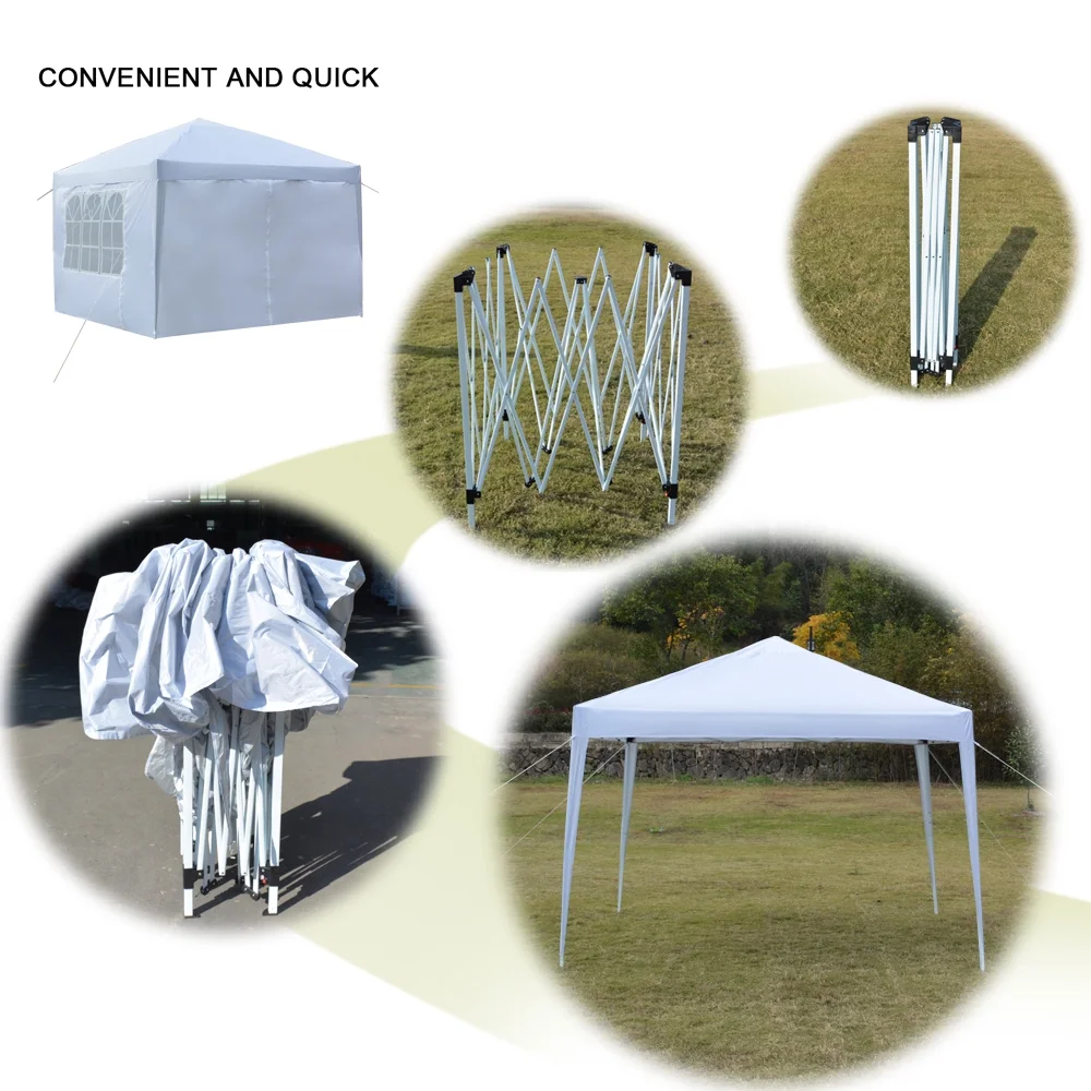 Topcobe 10' x 10' Pop up Canopy Tent, Easy Set up Canopy Tent, Canopy Tents for Outside, Waterproof Folding Two Doors & Two Windows Tents and Canopies with Carry Bag, Gazebo, White