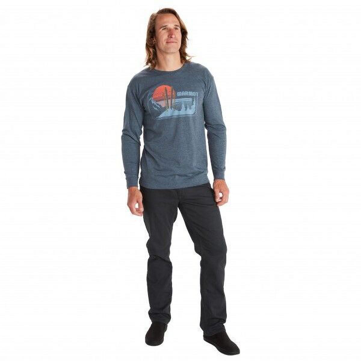 Marmot Men's Freestyle Long Sleeve Graphic T Shirt in Navy Heather-Small