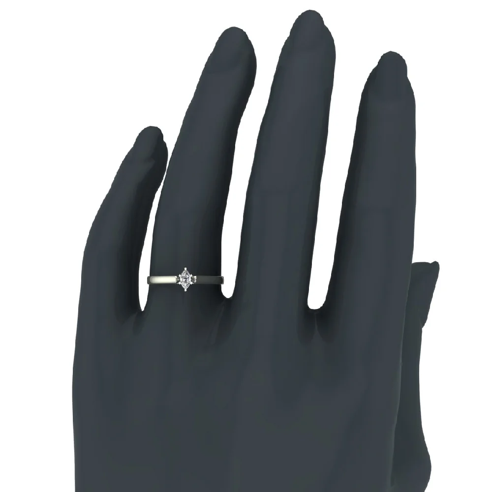 Marquise Cut Diamond Engagement Ring for women 1/3 carat 14K White Gold 6 Prong Solitaire Setting (G,VS2)