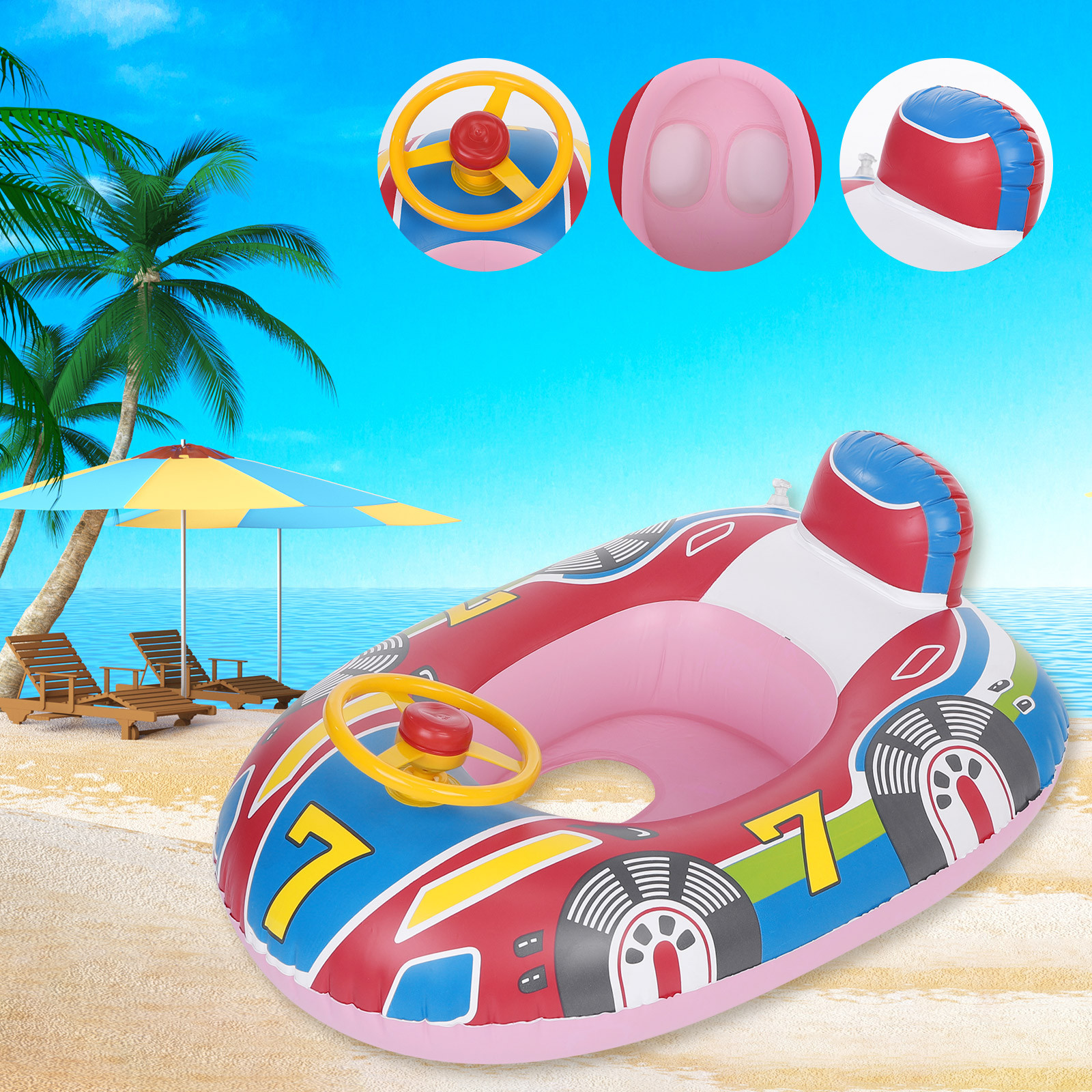Baby Pool Floats Cartoon Inflatable Swimming Ring For Children Aged 6-36 Months