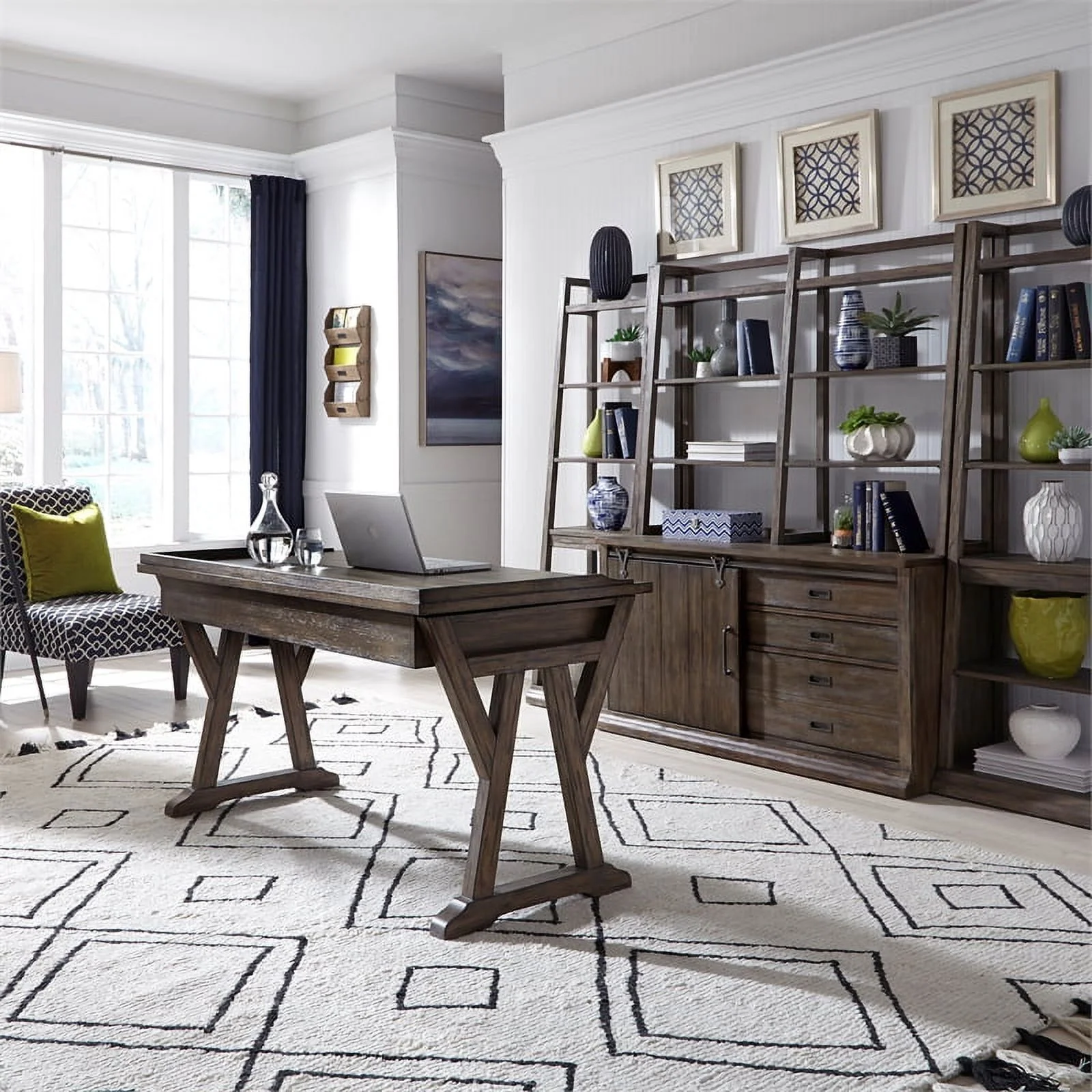 UrbanPro Modern Lift Top Writing Desk in Rustic Saddle Finish