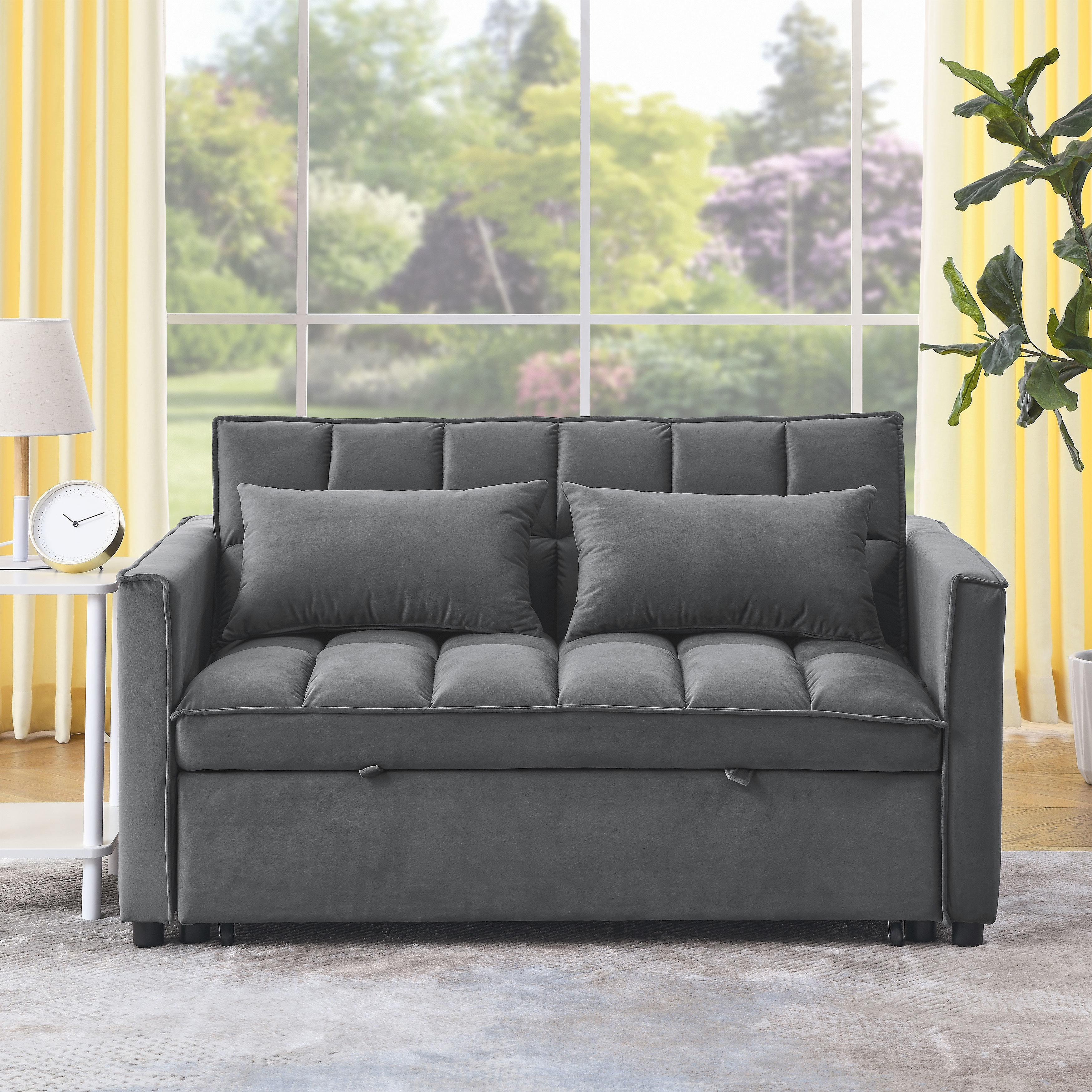 Velvet Beige 3-in-1 Sleeper Sofa - 112.0 - Comfort & Style