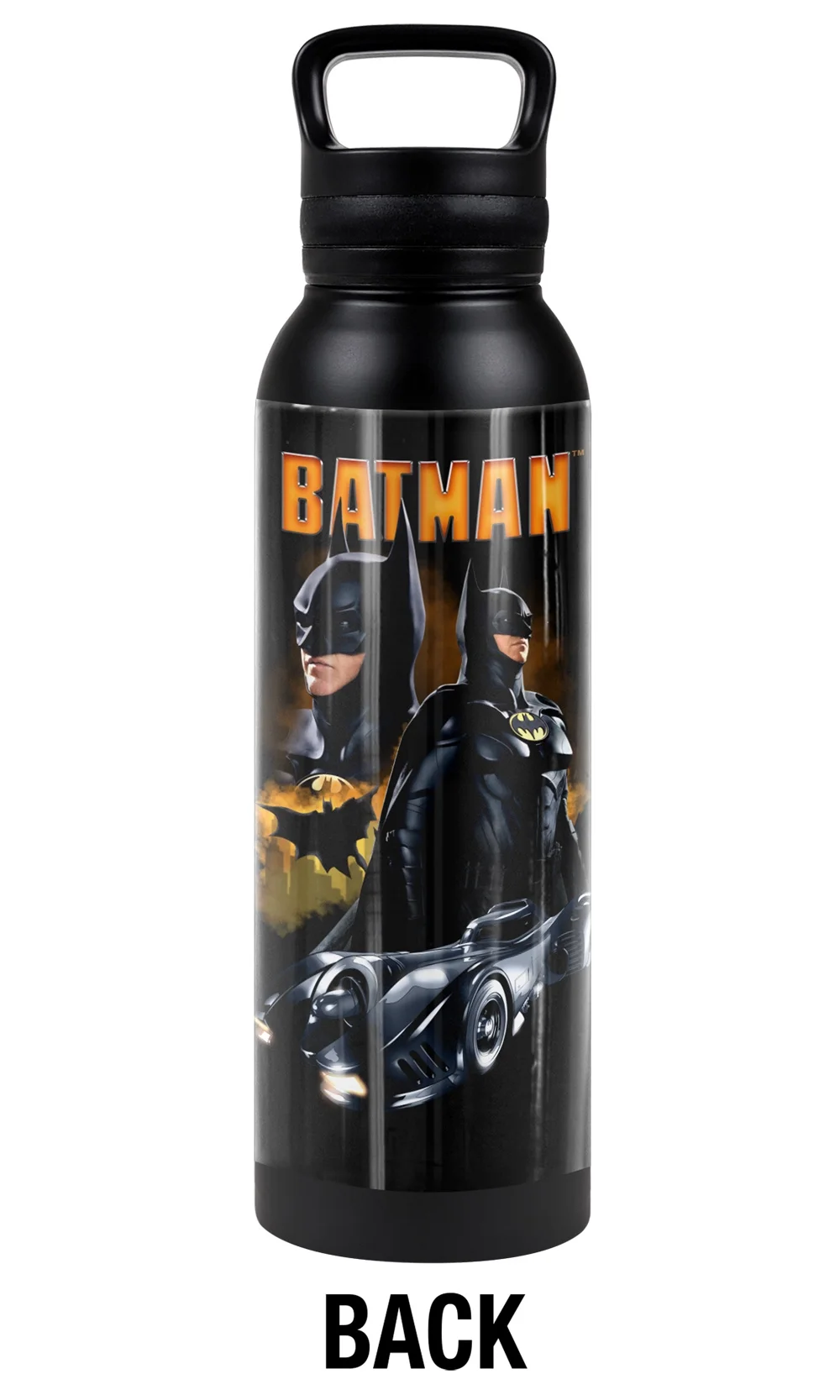 The Flash Official Multiple Batman 24 oz Insulated Canteen Water Bottle, Leak Resistant, Vacuum Insulated Stainless Steel with Loop Cap, Black
