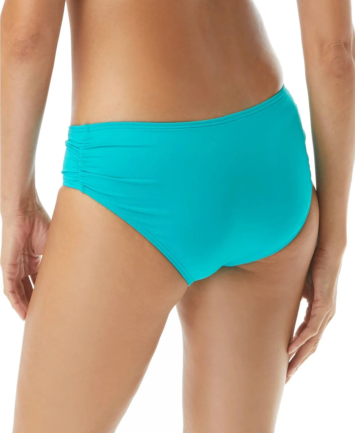 COCO REEF Women's Aqua Stretch Ruched Lined Bikini Moderate Coverage Hipster Swimsuit Bottom M