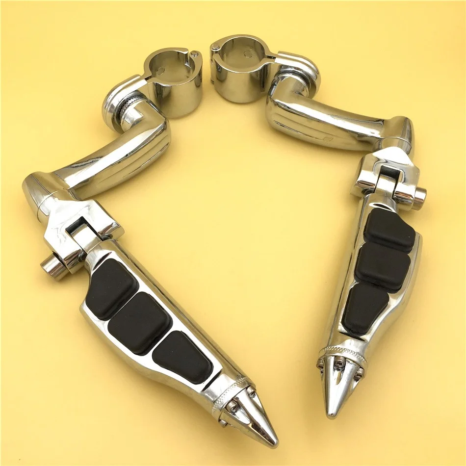 HTT-MOTOR Chrome Peg Mounting Kit with Stiletto Shape Foot Peg Footrest For Bike Equipped with (1