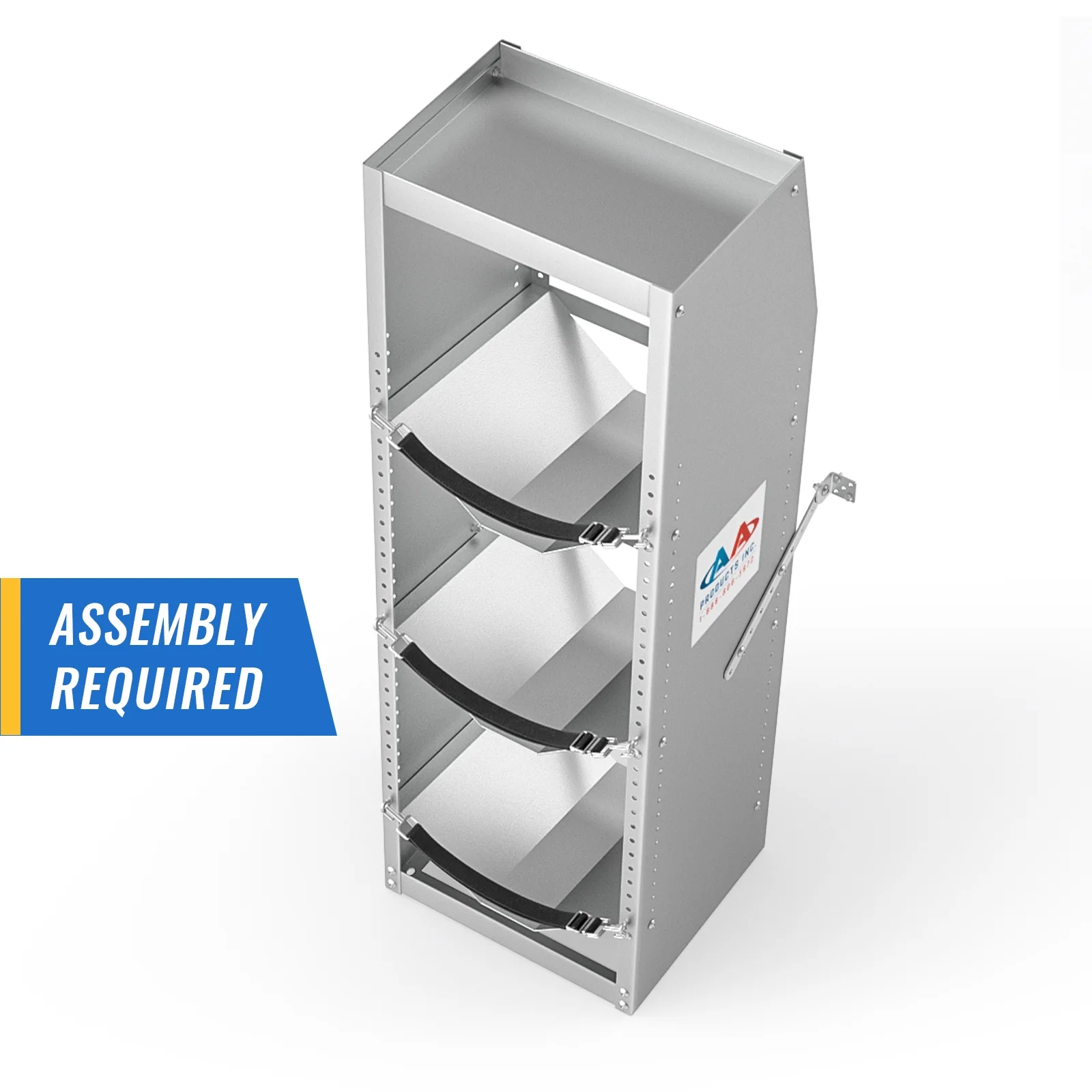 TR-3-46 Refrigerant Tank Rack Steel Freon Tank Holder Rack Shelving Storage with Top Shelf for Cargo Van, 46