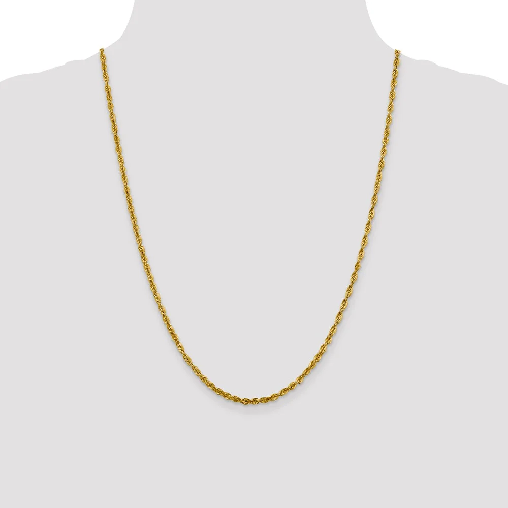 Leslie's Real 10kt Yellow Gold 3mm Diamond-Cut Lightweight Rope Chain; 24 inch; for Adults and Teens; for Women and Men