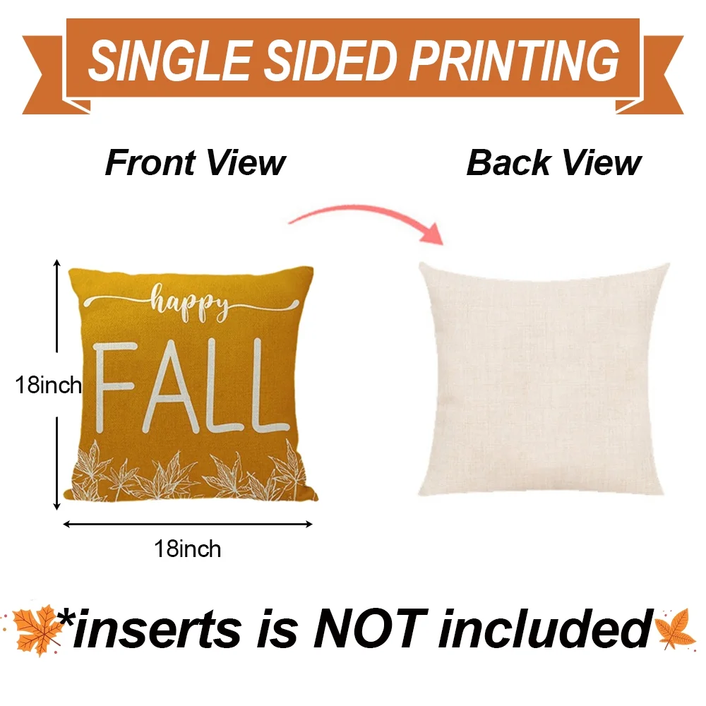 Fall Pillow Covers 18x18 Set of 4,Buffalo Plaid Pumpkin Maple Leaf Hello Fall Throw Pillow Covers Decorative Happy Harvest Farmhouse Fall Autumn Thanksgiving Cushion Case Decoration for Home