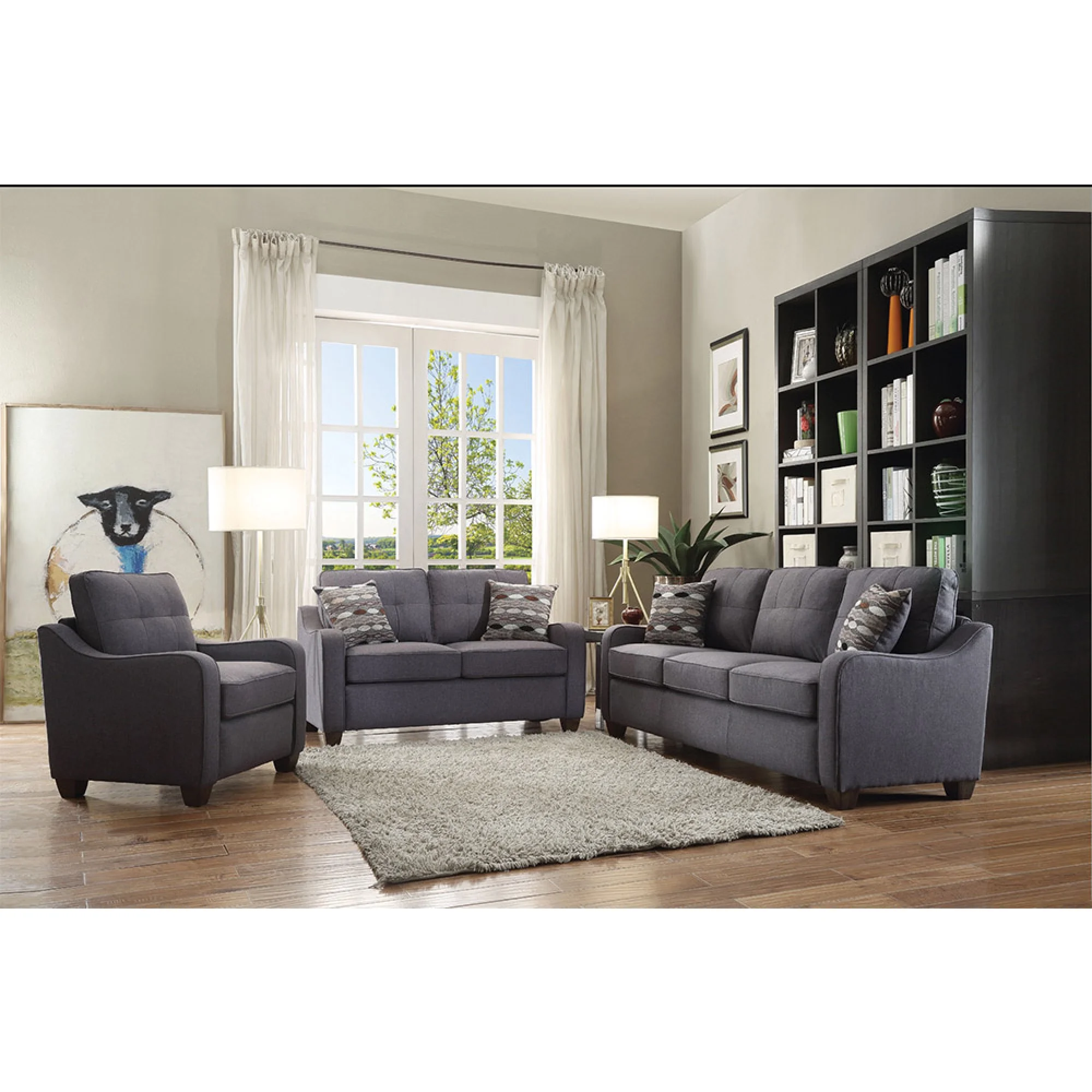 Miekor Furniture Cleavon Ii Sofa W/2 Pillows in Gray Linen