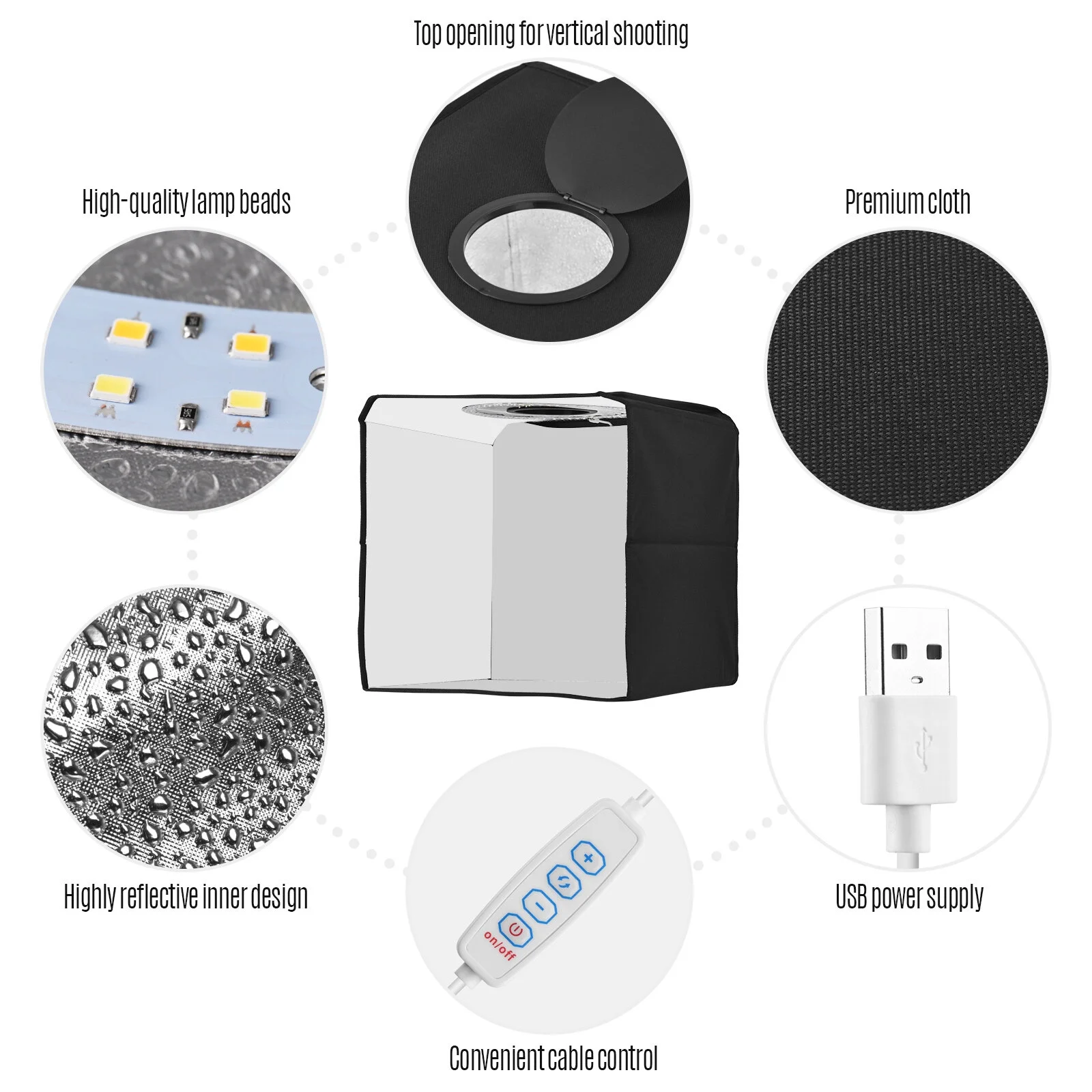 Tomshoo Portable sound stage,15.7 X 15.7inch 6 UsbX 15.7 X Tent With 6 Studio ProductSupply Studio Box Professional Tent 40 X 15.7 With 6 Usb P Box Int Huiop Dsfen Box Int Ated Eryue