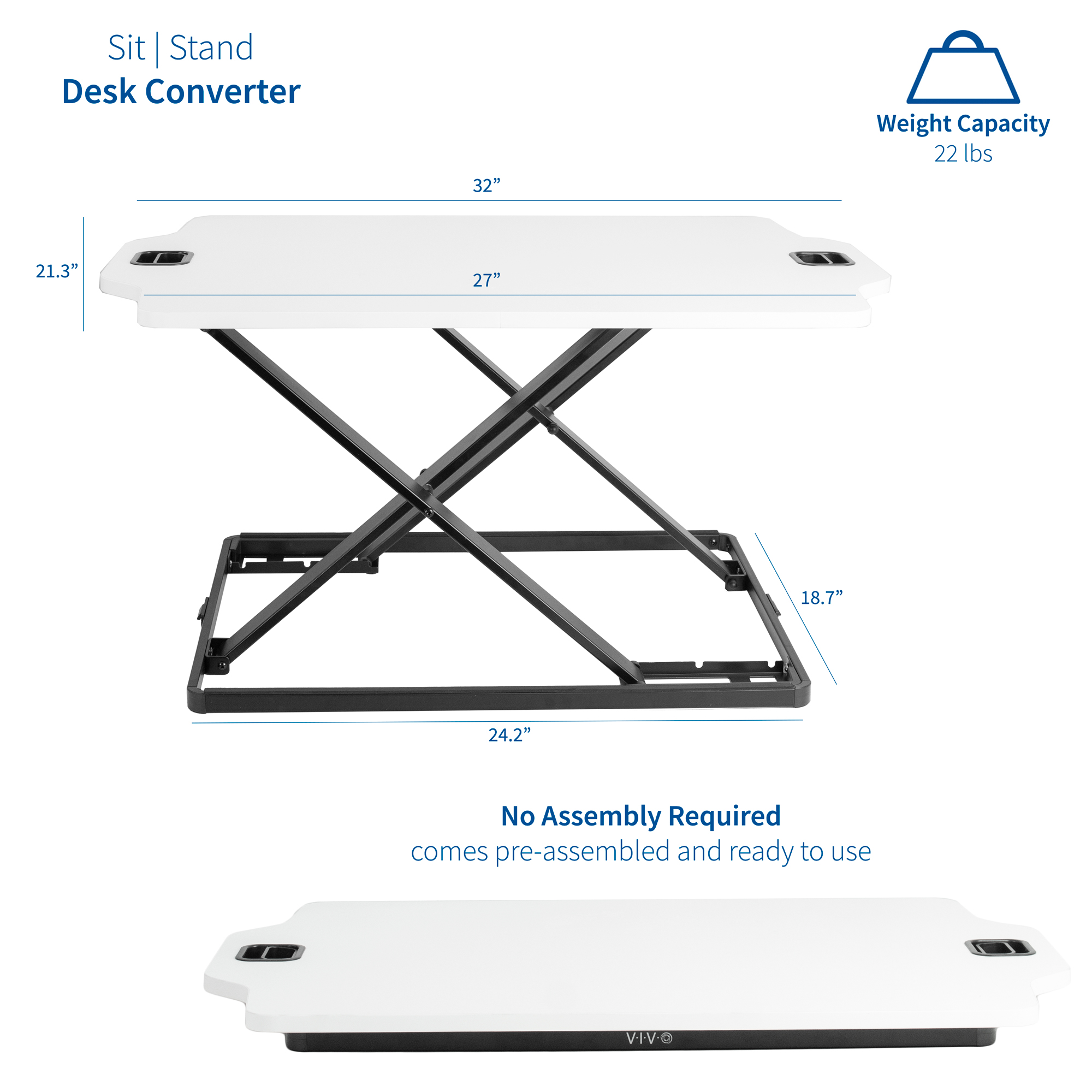 VIVO White Height Adjustable Standing 27