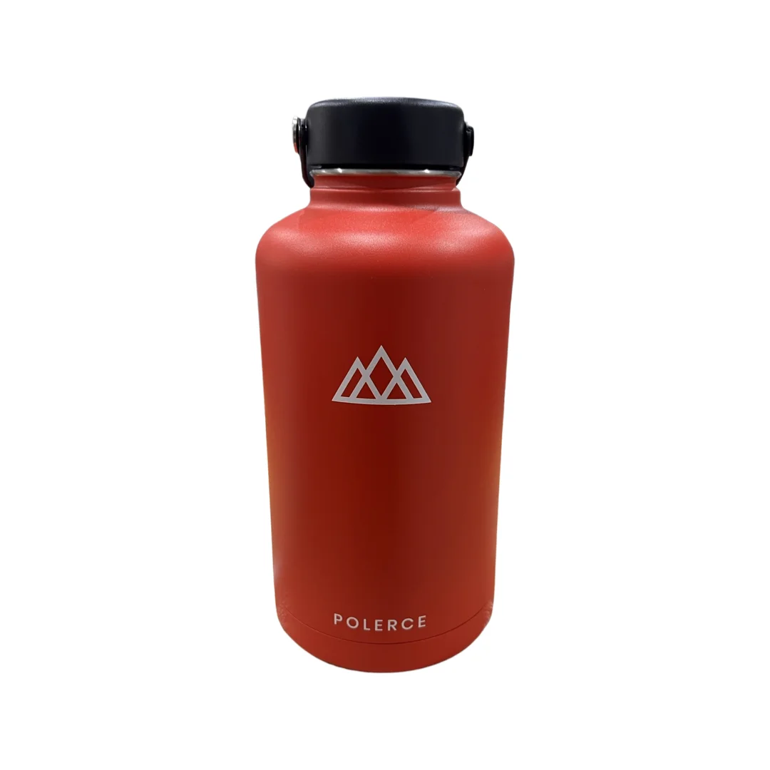 Vacuum Insulated Bottle - Stainless Steel Thermally Insulated Flask with Flex Cap - 64 Fl Oz - Red - by Polerce