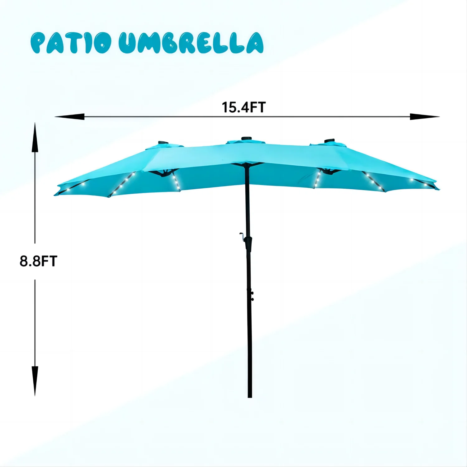 Autlaycil 15ft Double-Sided Patio Solar Umbrella W/ Tilt and Crank, Waterproof and Sun Shade Outdoor Umbrella for Patio Graden Poolside, Blue