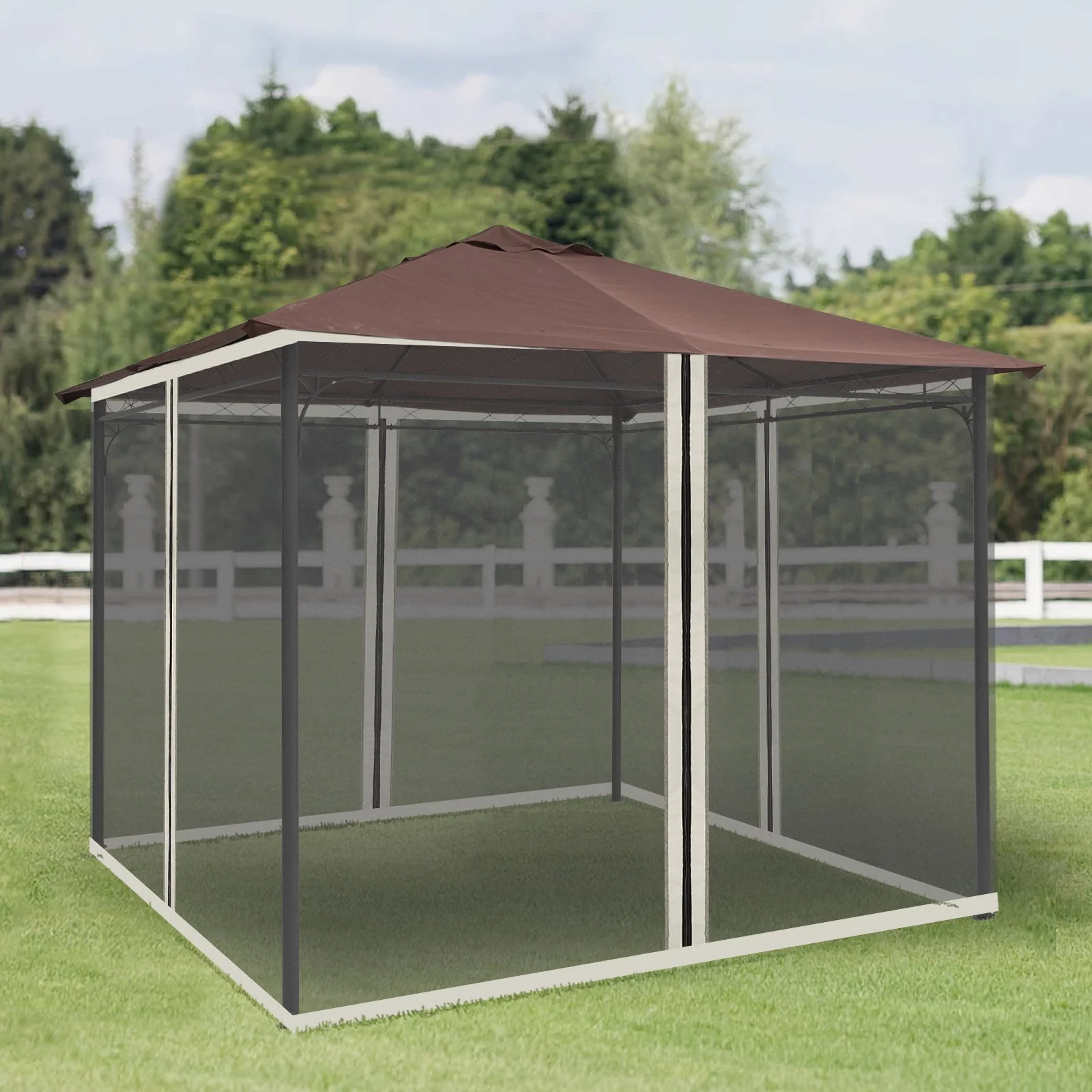 Replacement Mesh Mosquito Netting Screen Walls for 10' x 10' Patio Gazebo,4-panel Sidewalls with Zippers (Wall Only, Canopy Not Included)