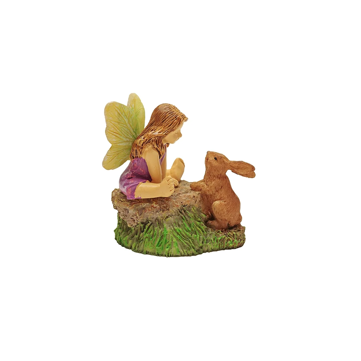 Fairy Girl Mini Bunny Rabbit Figurine Garden Decor Miniature Statue Dollhouse Accessory