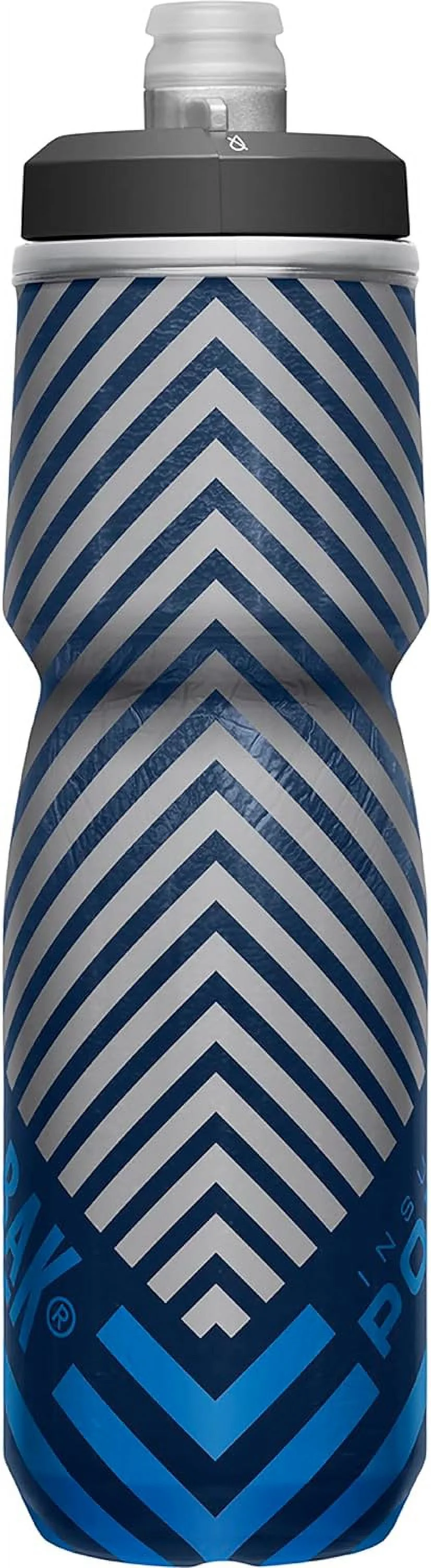 CamelBak Podium Chill Insulated Bike Water Bottle - Easy Squeeze Bottle - Fits Most Bike Cages - 24oz, Navy Stripe, Cycling, Mountain Biking, Plastic