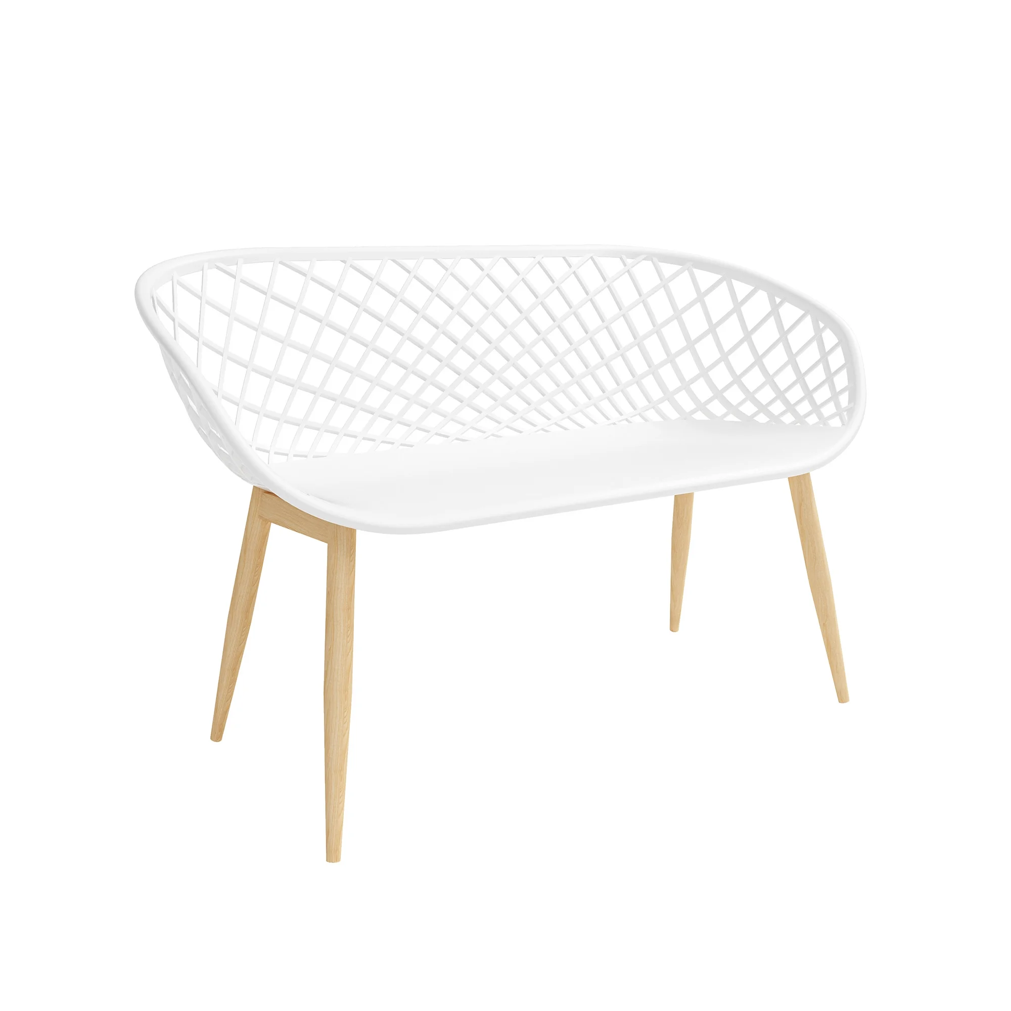 Jamesdar Kurv Bench White and Natural Indoor/Outdoor