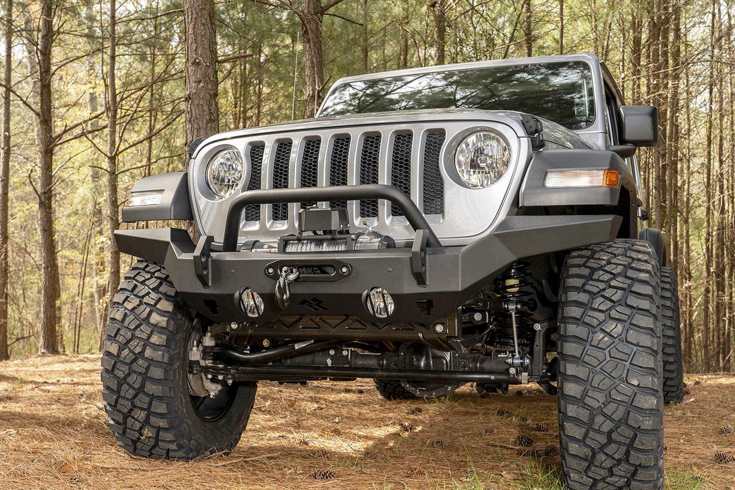 Rugged Ridge by RealTruck | 11540.31 HD Bumper, Full Width, Front; 2007-2018 Wrangler JK, 2018-2021 Wrangler JL, 2020-2021 Gladiator JT Compatible with Select: 2015-2019,2021 Jeep Wrangler Unlimited