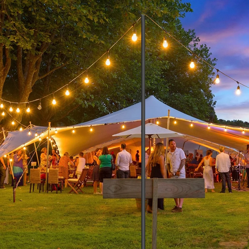 Lilypelle String Light Poles Stand for Outside, 5 Prong Fork Backyard Outdoor Lights Pole, 2 Pack Poles Stand for Patio, Garden, Christmas, Yard. (9 FT x 25 mm)