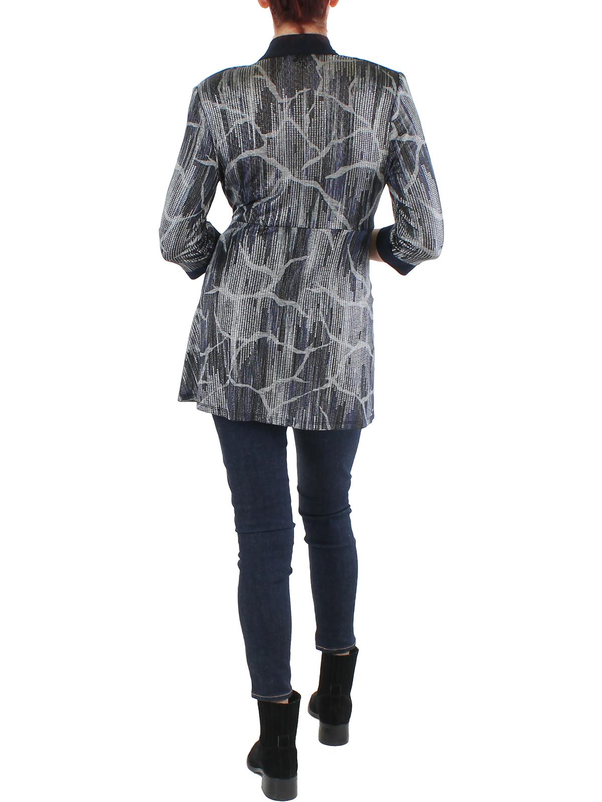 R&M Richards Womens Knit Metallic Duster Blazer