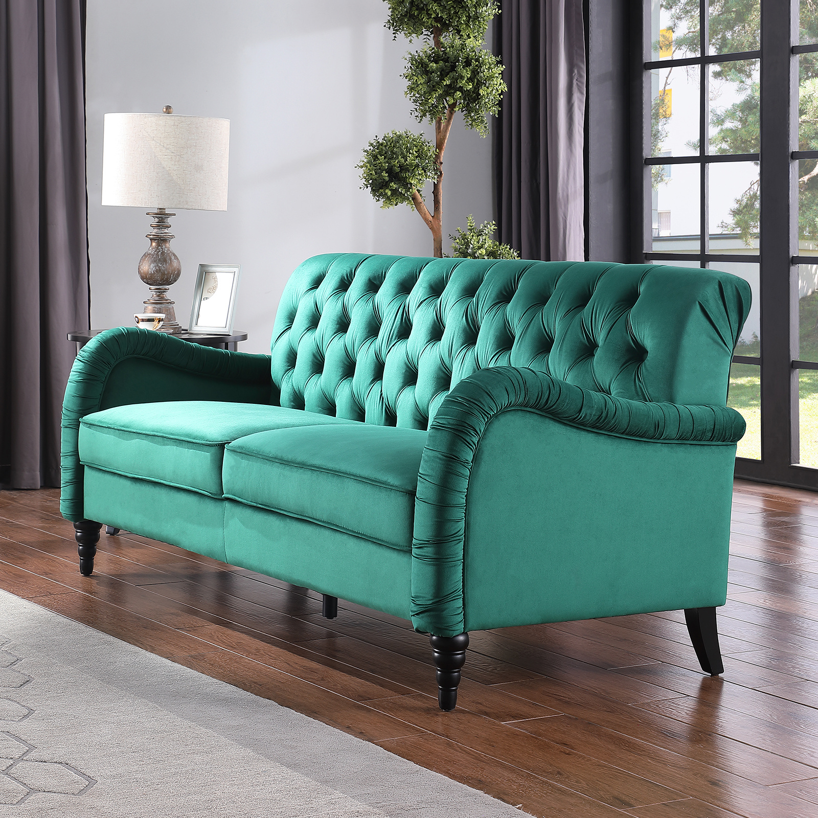 Elegant Dark Green Chesterfield Sofa Set - Revamp Your Home