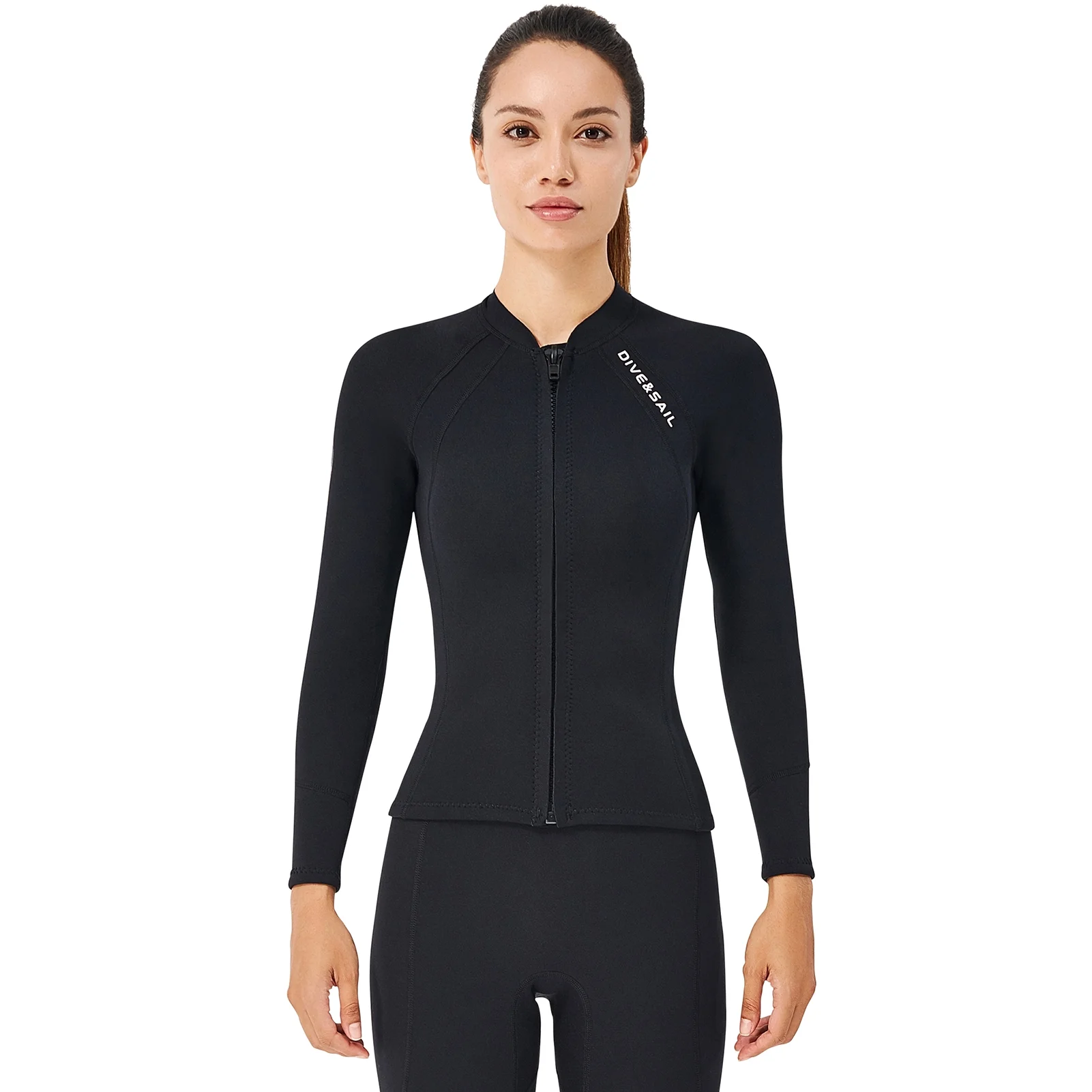 Tomshoo 2mm Neoprene Men Women Diving with Front Zipper Wetsuits Jacket Long Sleeves Wetsuit for Snorkeling Diving Surfing Water Sports Swimming