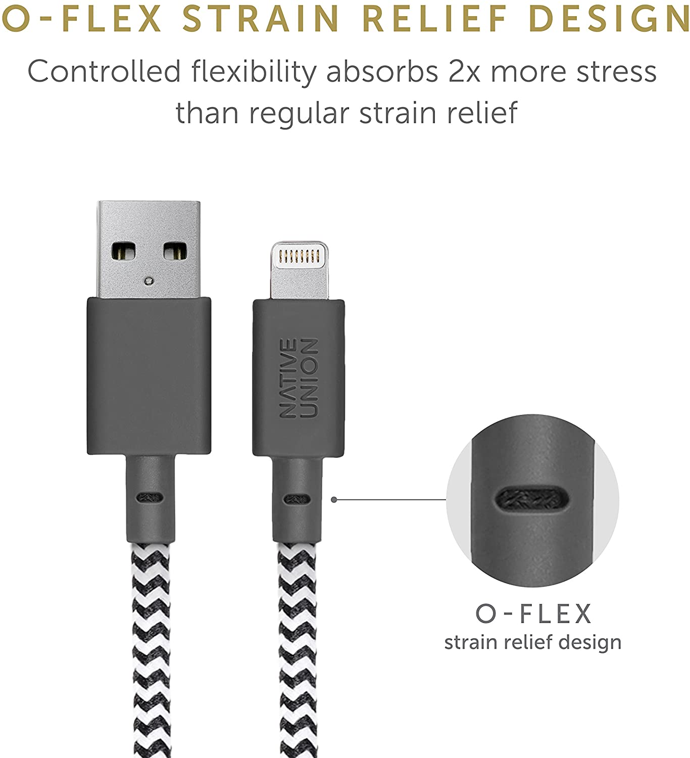Native Union BELT Cable XL 10ft [MFi Certified] Lightning to USB-A Cable (Zebra)
