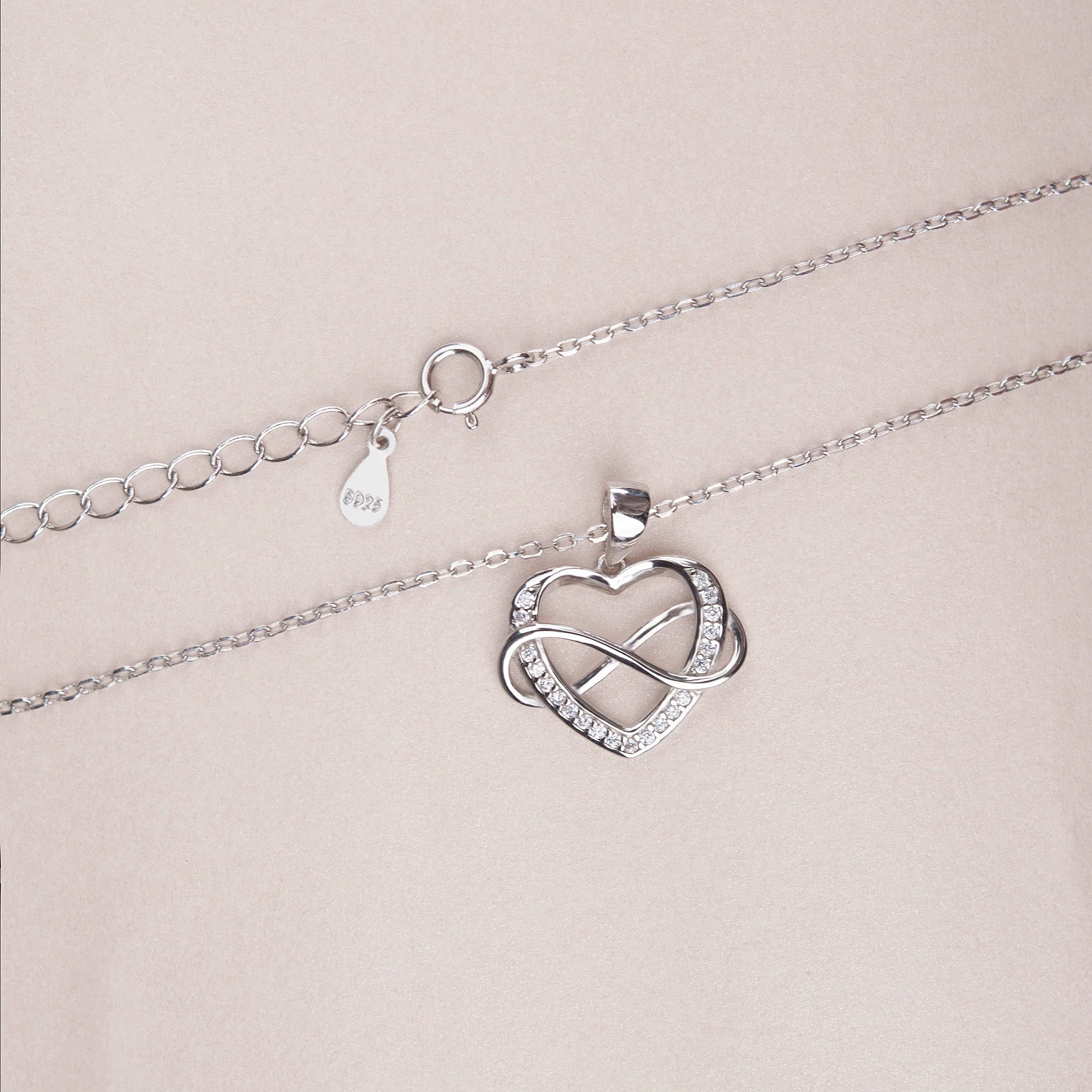 Anavia Girlfriend Necklace Birthday Gift, 925 Sterling Silver Infinity with Heart Necklace , Valentines Day Gift