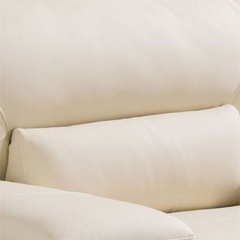 Leatherette Chair with Attached Waist Pillow and Diamond Pattern Cream