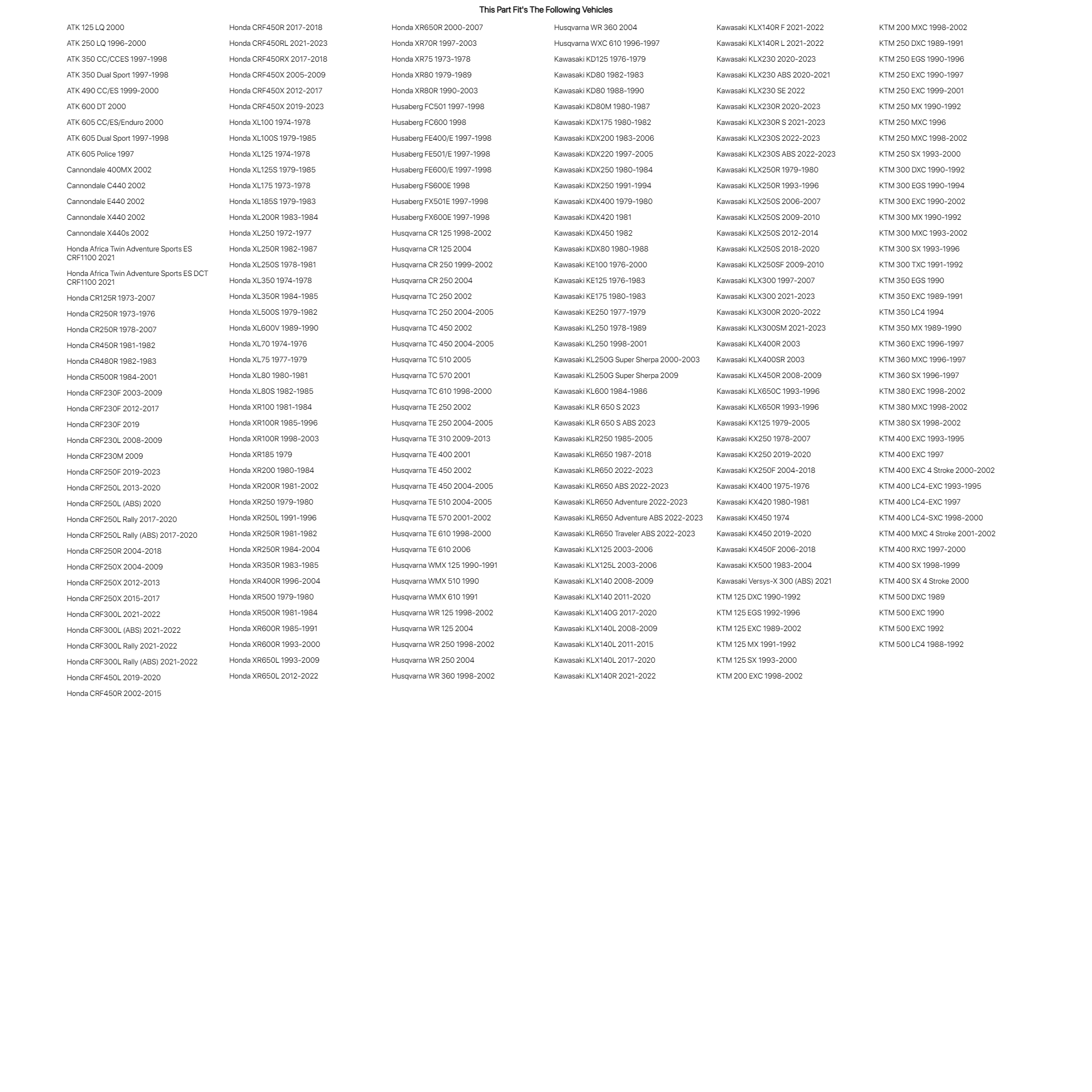 Tusk Universal Big Bar Clamp and Bar Kit Tusk Chub Big Bar CR High Bend Black For Cannondale E440 2002