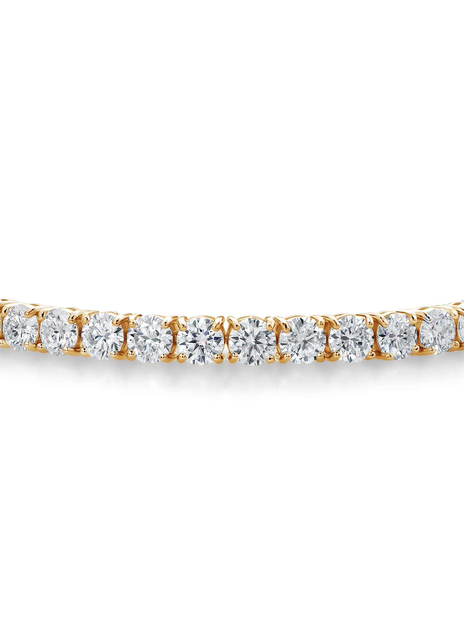 Gem Stone King 18K Yellow Gold Plated Silver White Moissanite Tennis Bracelet For Women (18.00 Cttw, Round 5MM, 7.25 inch)