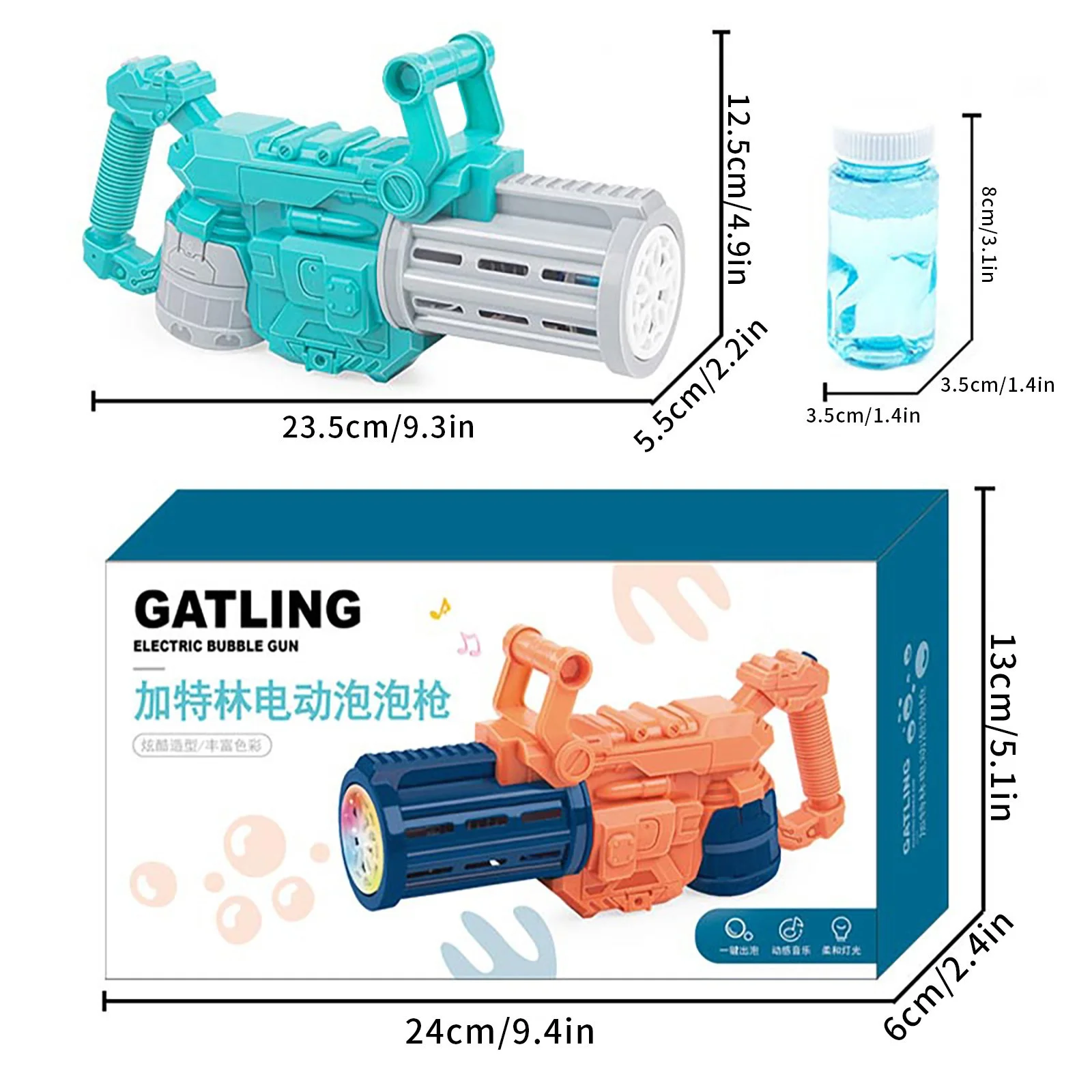Bubble G-un Children Handheld Gatling Bubble Machine Bo-ys To-ys Electric Automatic Blowing-bubbles(50ml)