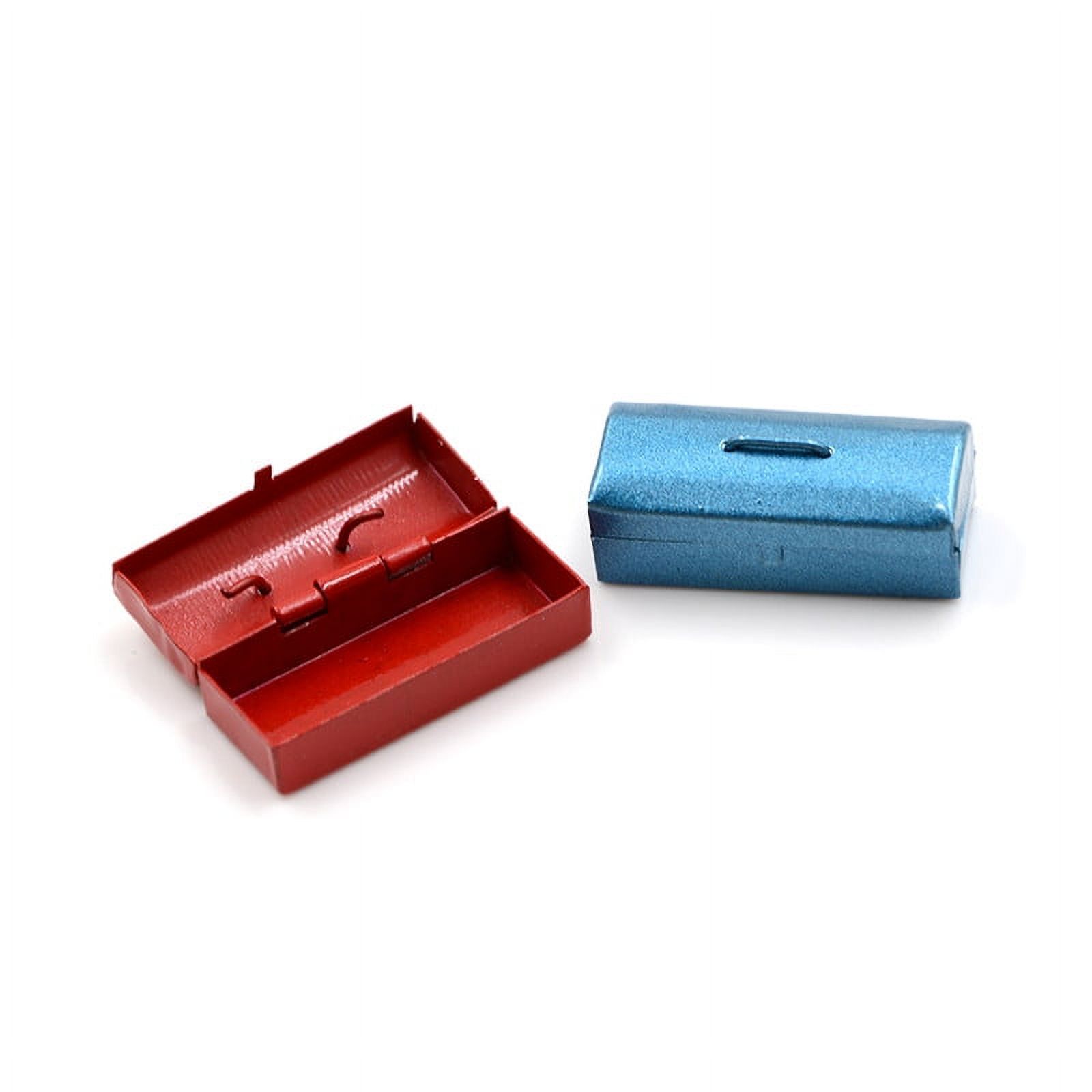 JETTINGBUY Red/Blue 1:12 Dollhouse Miniature Mini Metal Tool Box
