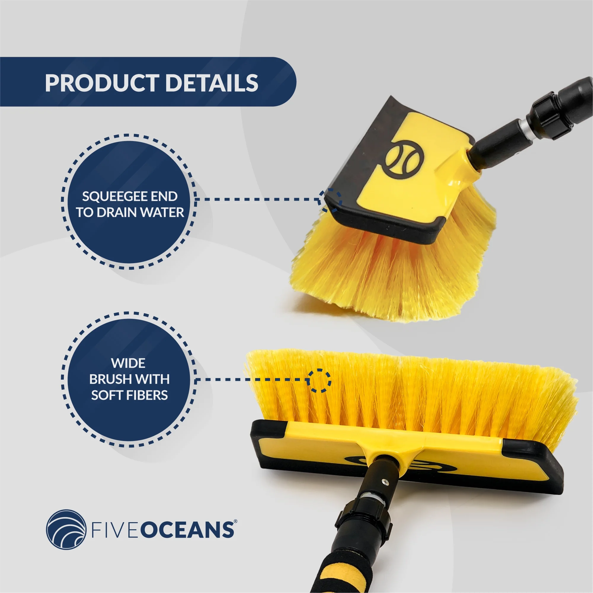 Five Oceans Deluxe Deck Brush Kit (Extends 2'5