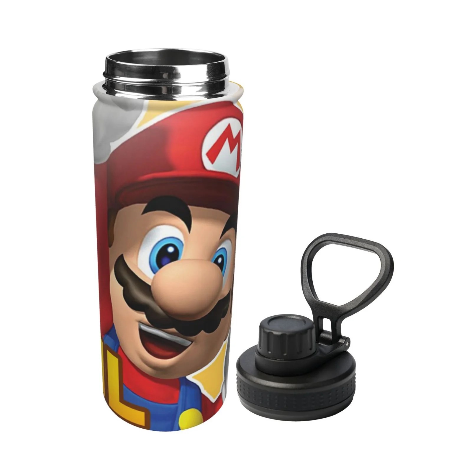 SML Jeffy Super Mario Unisex Sports Insulated Water Bottles Kettle Stainless Steel Portable Cup 18OZ For School Travel Gym Running