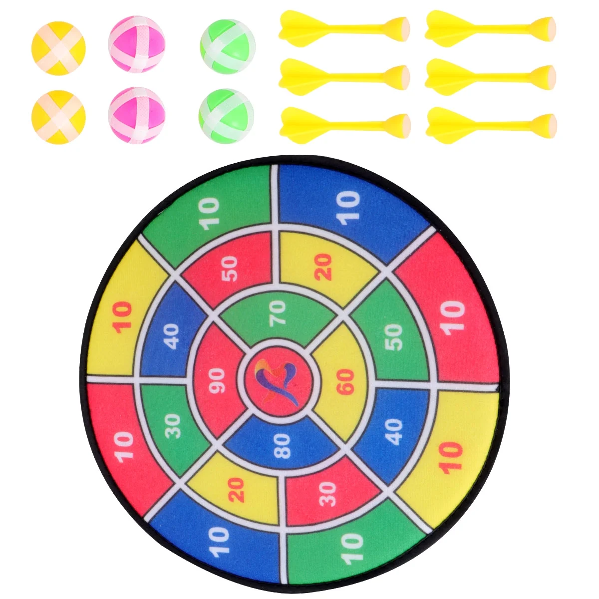 Hemoton 1 Set Safety Dart Board Toys Practice Target Sticky Ball Shooting Toy Interactive Prop Party Game Supplies (30cm, 6pcs Sticky Ball and 6pcs Darts)
