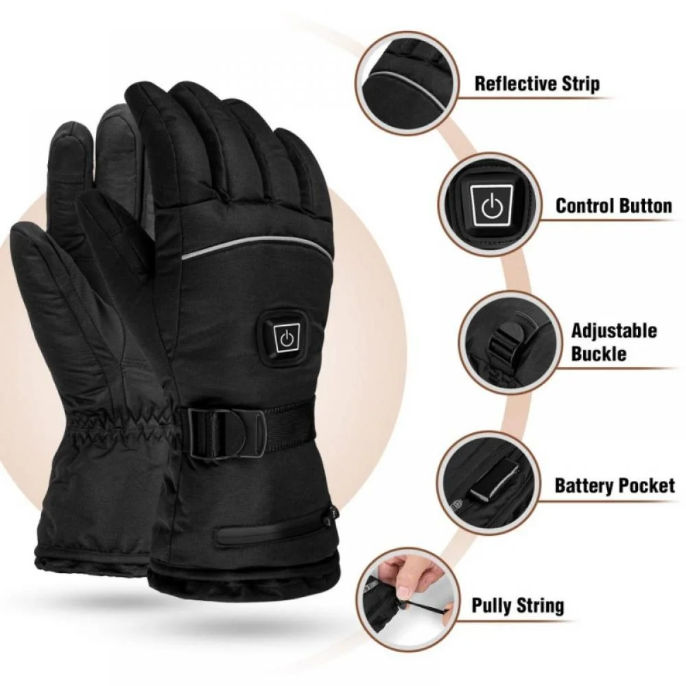 ZOELNIC Electric Battery Heated Gloves for Men Women, Waterproof Touchscreen Heated Motorcycle Gloves, 3 Heating Mode Winter Warm Gloves for Skiing Cycling Outdoor