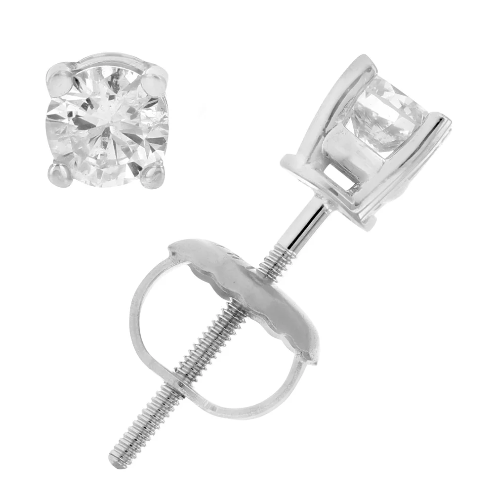 Vir Jewels 1/3 CTTW VS2-SI1 Clarity Certified Diamond Stud Earrings in 14K White Gold Prong Set